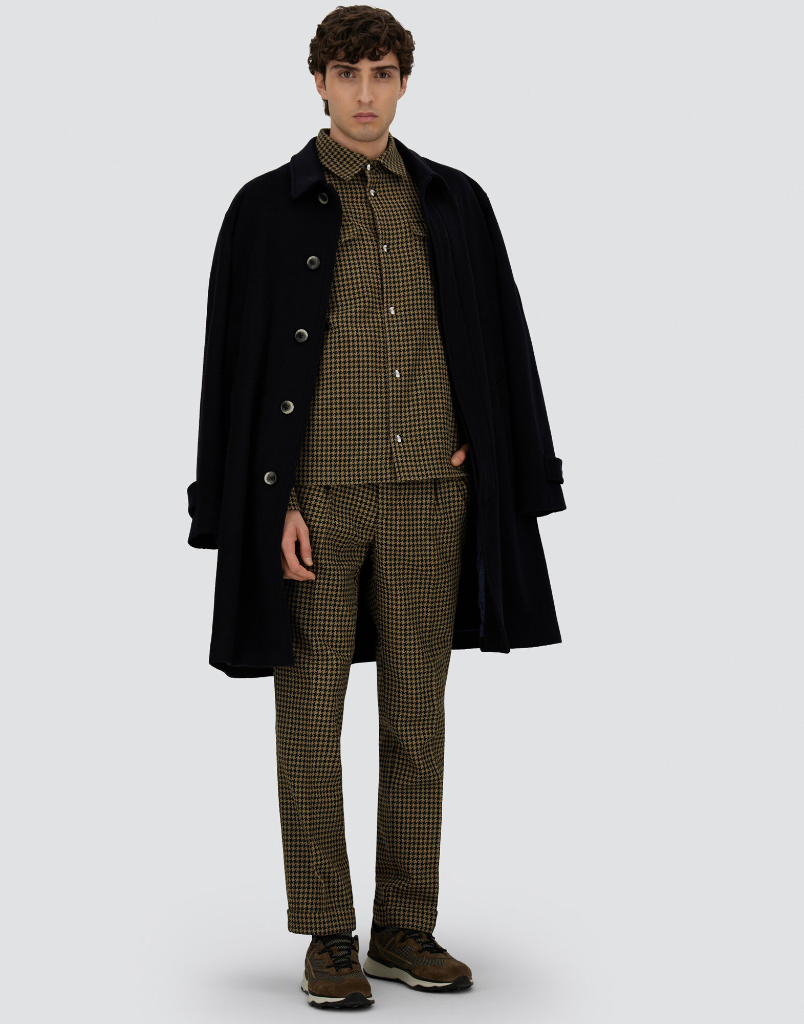 TROUSERS IN HOUNDSTOOTH WOOL AND COTTON