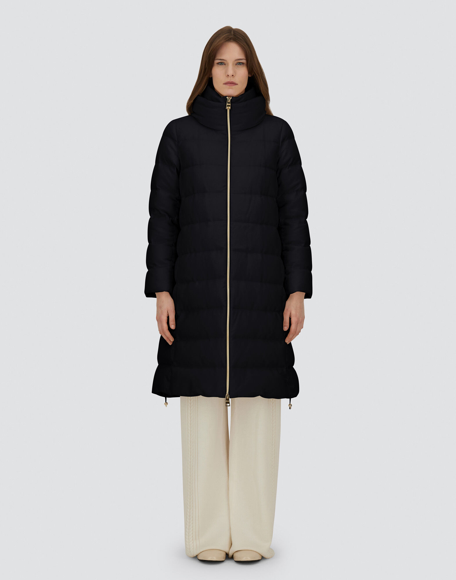 LONG JACKET IN CASHMERE, SILK AND SATIN