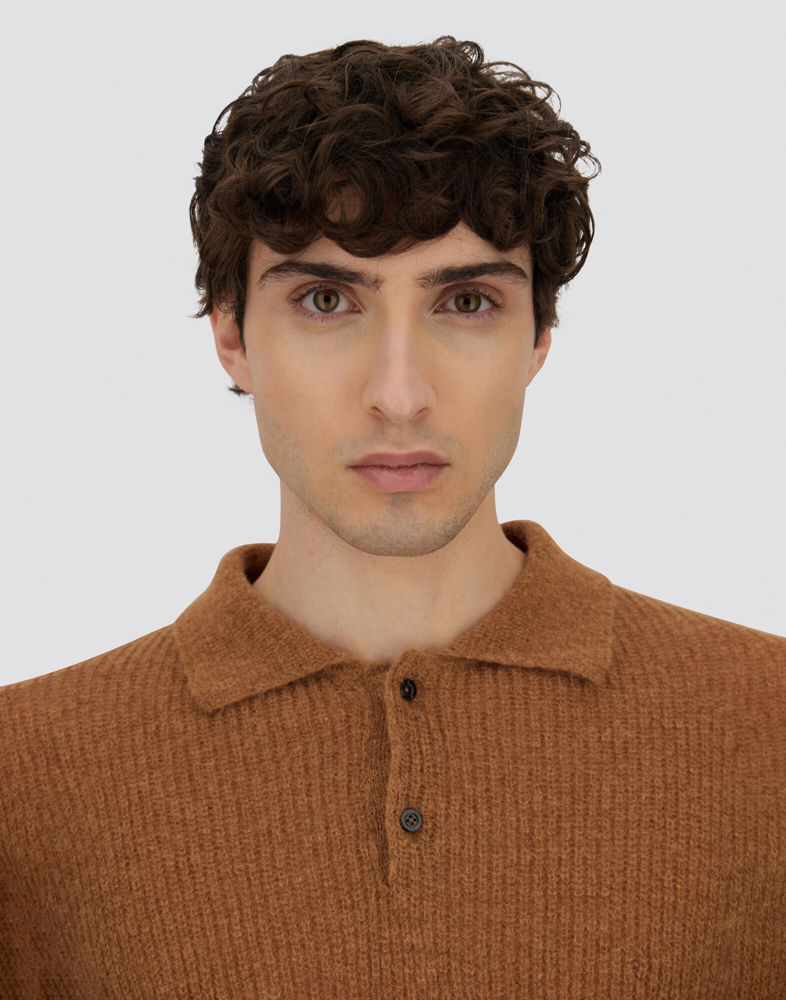 POLO SHIRT IN COB STITCH ALPACA WOOL