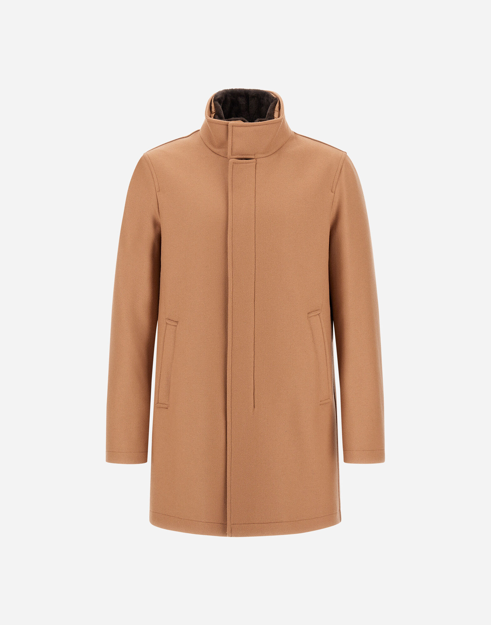 CARCOAT IN EASY WOOL AND LIGHT FAUX FUR