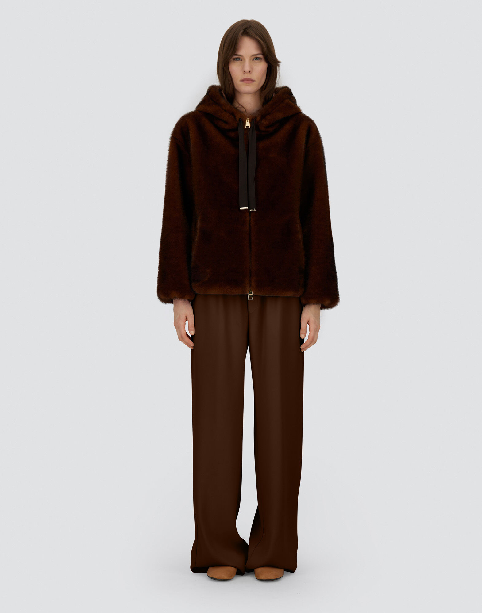 BOMBER JACKET IN MELANGE ALTERNATIVE MINK FUR