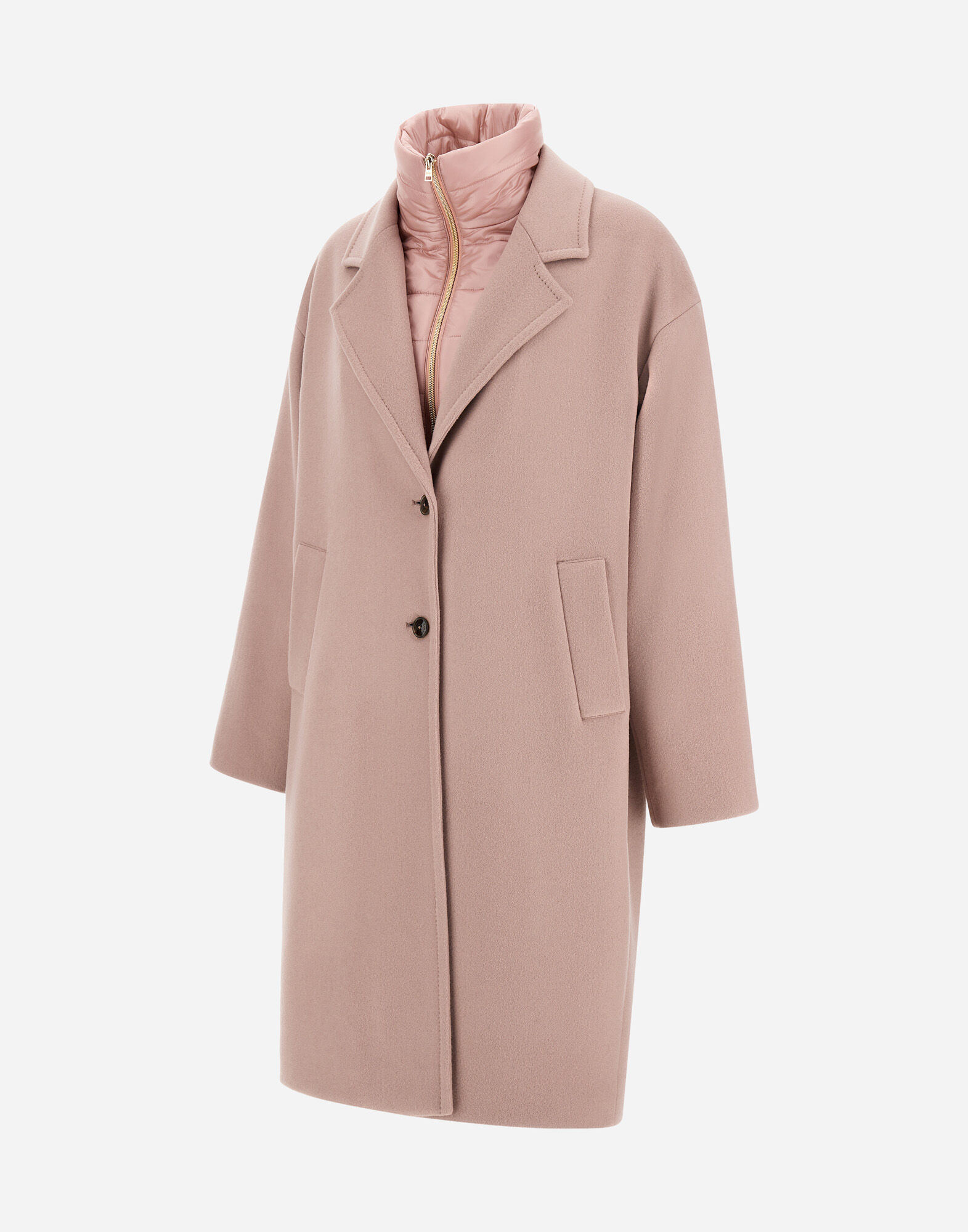 COAT IN VELOUR WOOL CLOTH AND NYLON ULTRALIGHT