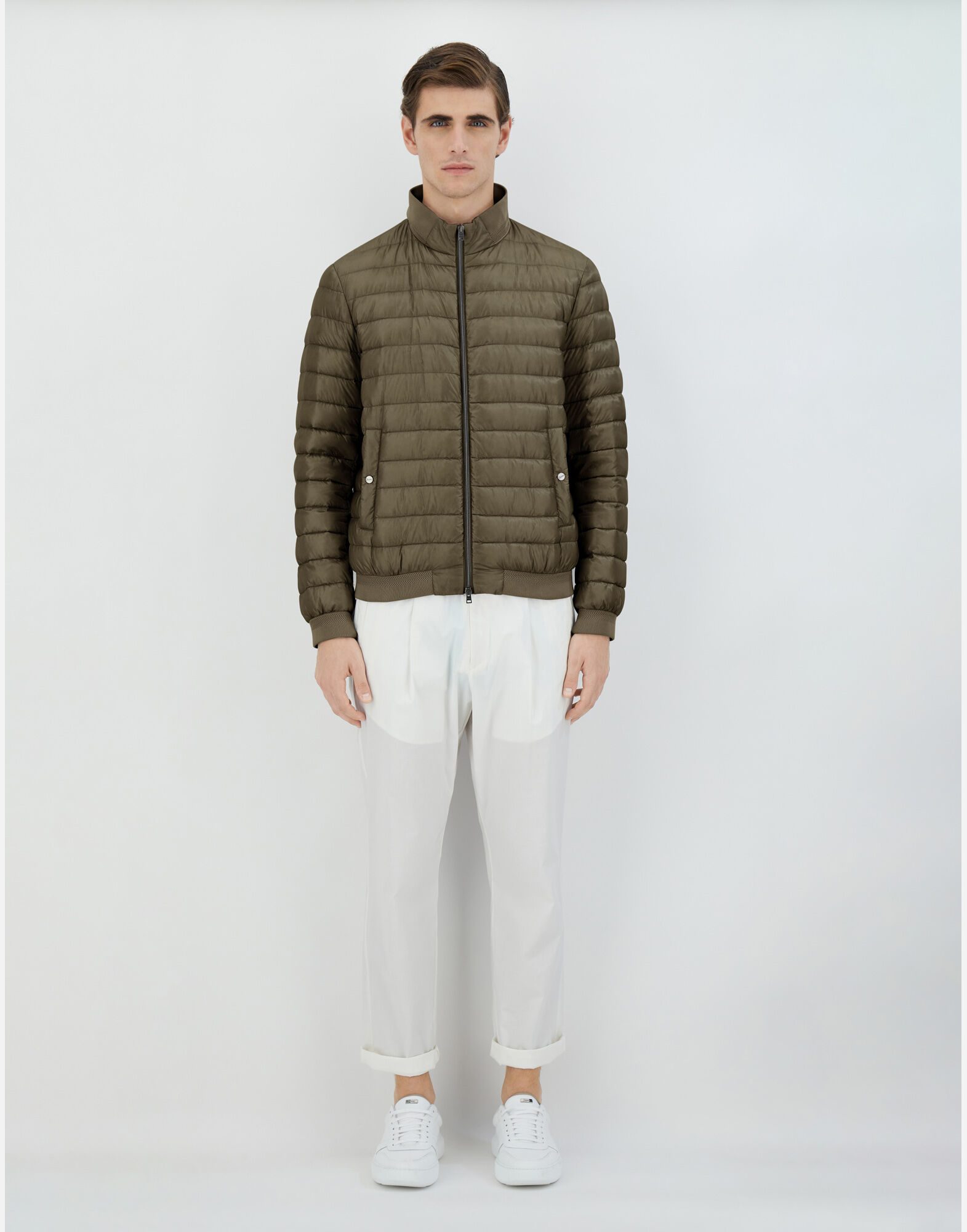 NYLON ULTRALIGHT AND KNIT BOMBER JACKET