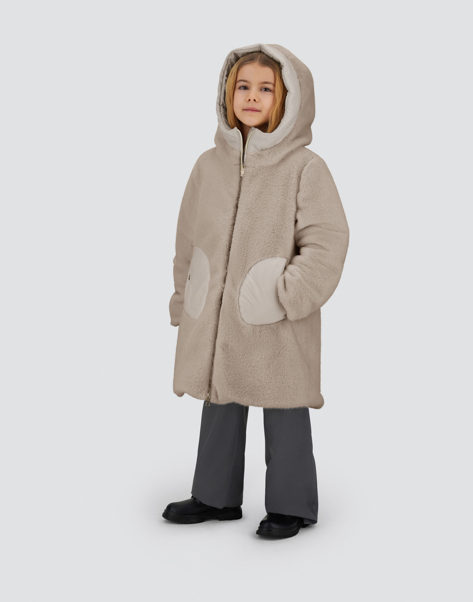 COAT IN LADY ALTERNATIVE FUR AND ECOAGE