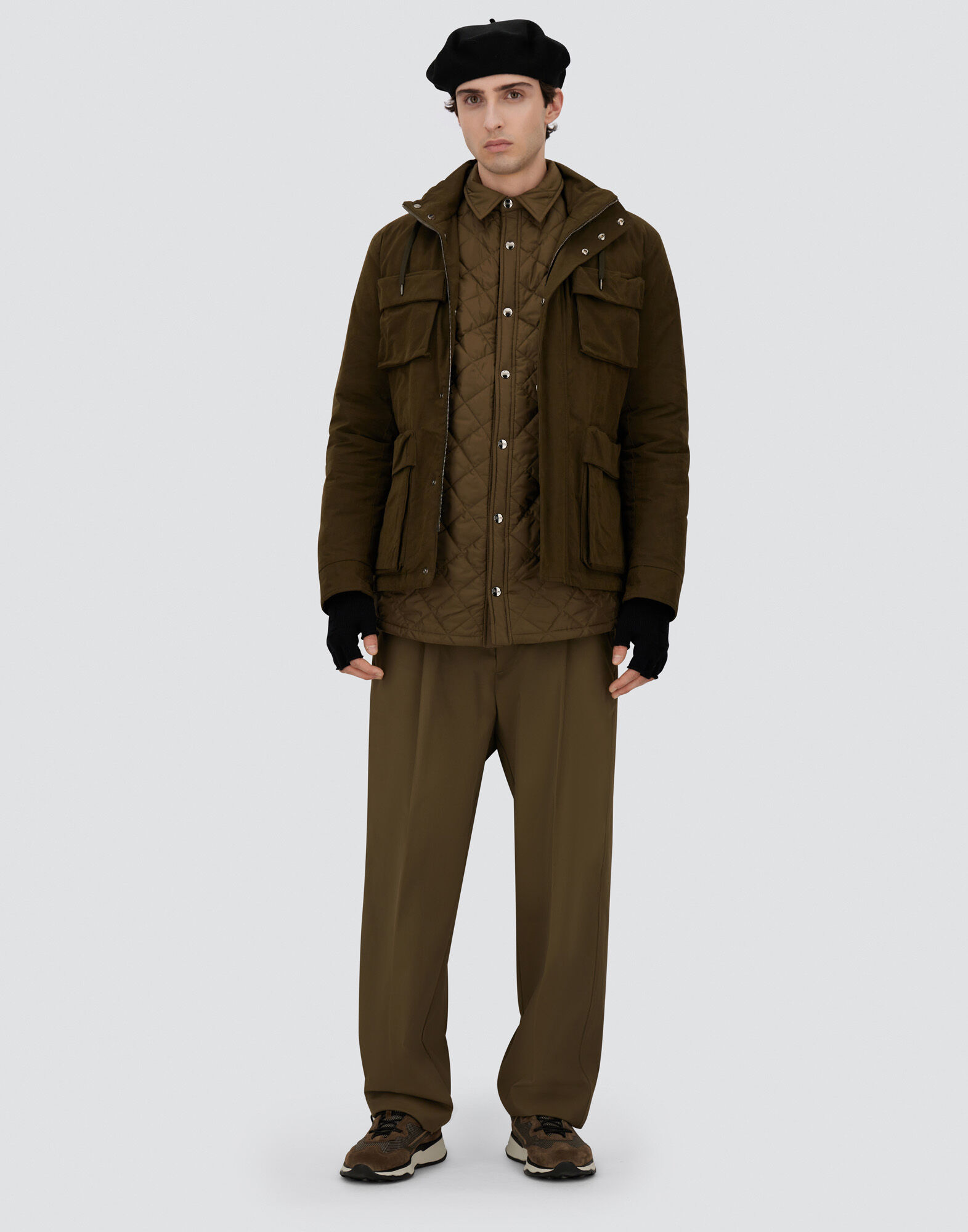 SHORT PARKA IN WAXED TECH COTTON