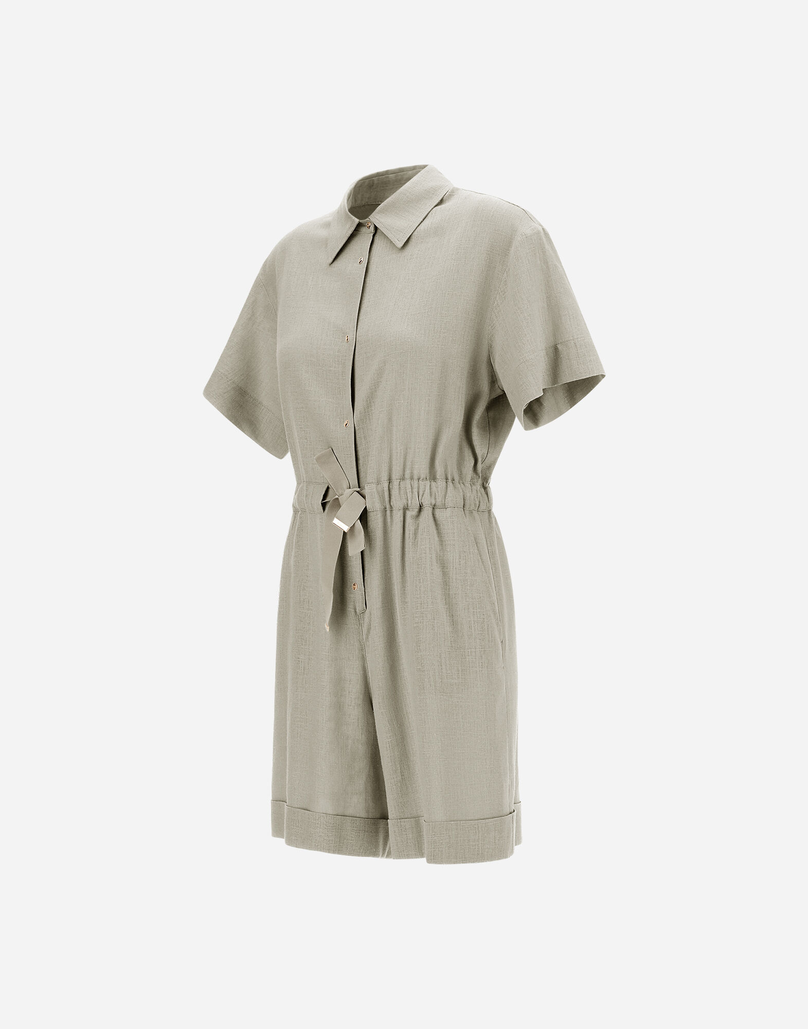 LINEN-BLEND SHIRT JUMPSUIT