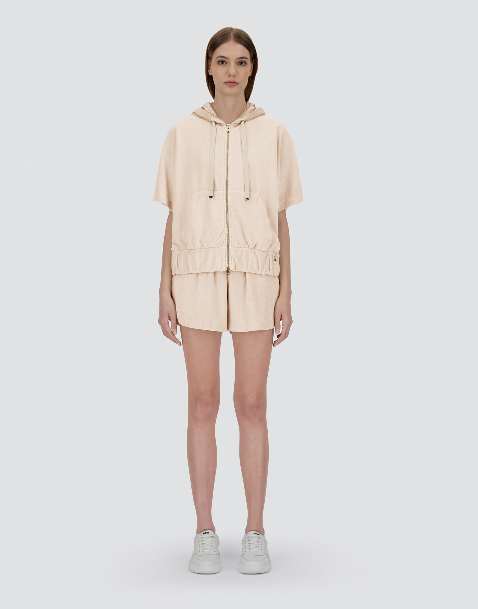 SWEATSHIRT IN SPONGE EFFECT SWEATER AND NYLON ULTRALIGHT