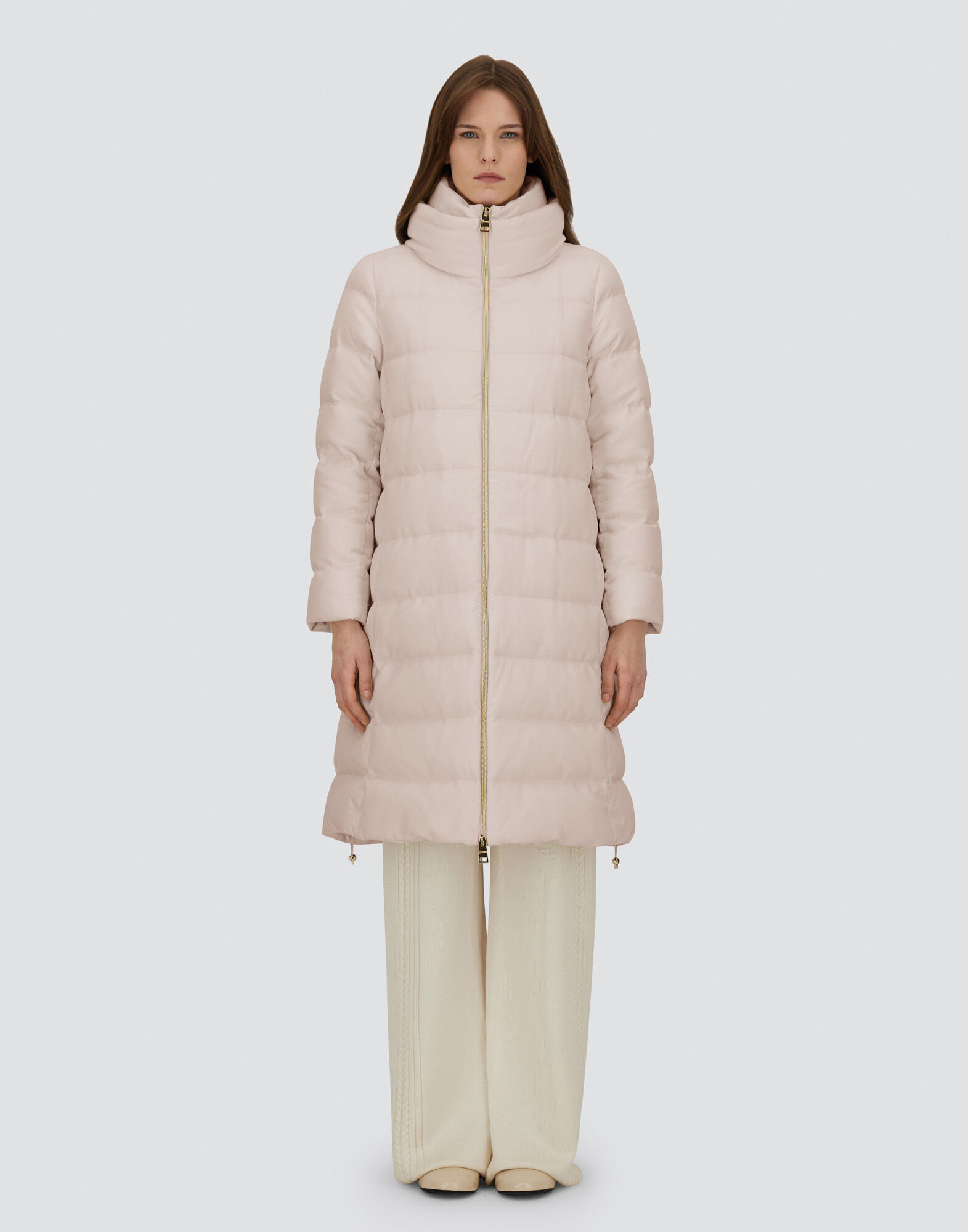 LONG JACKET IN CASHMERE, SILK AND SATIN
