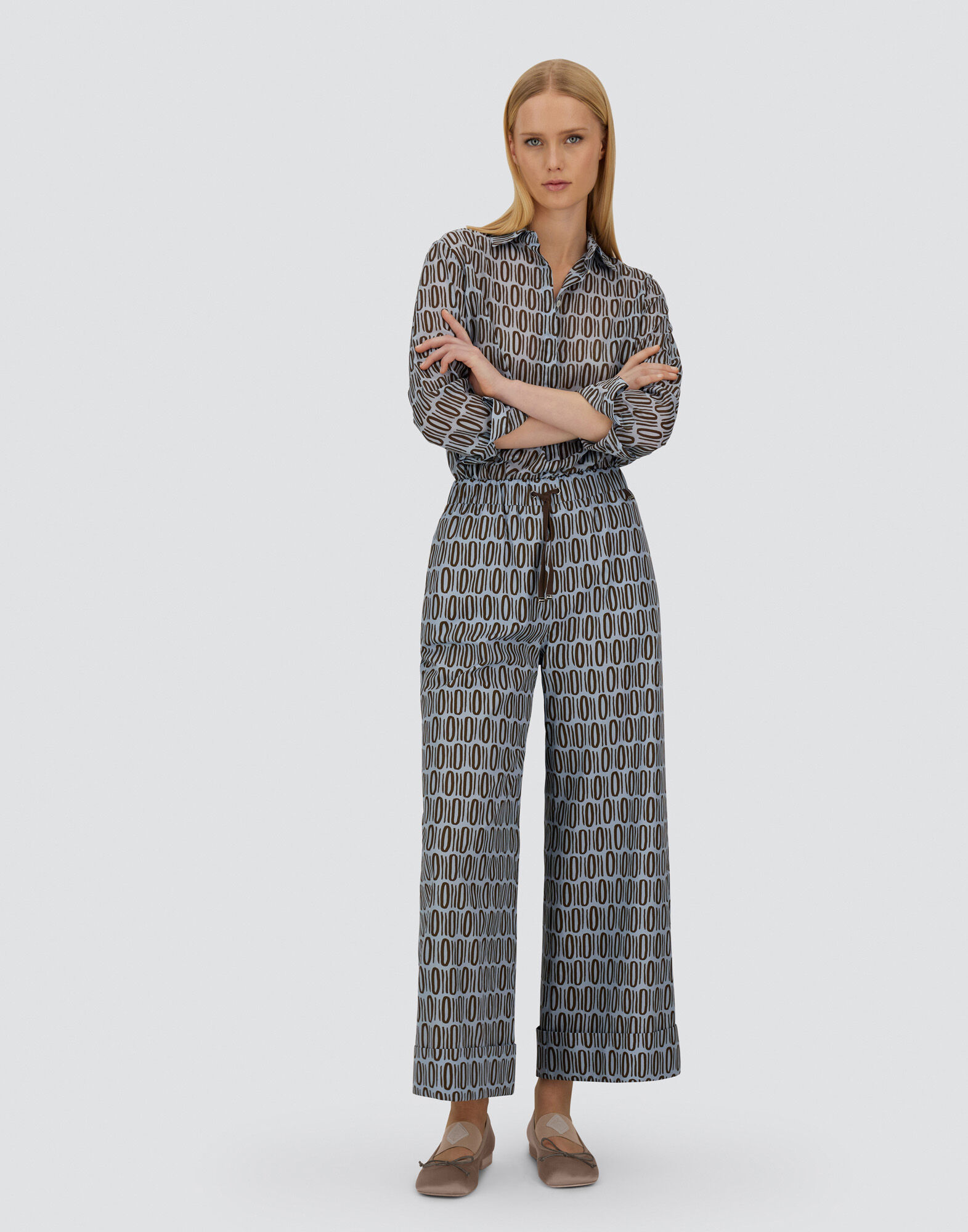 RESORT TROUSERS IN COTTON RECTANGULAR PRINT