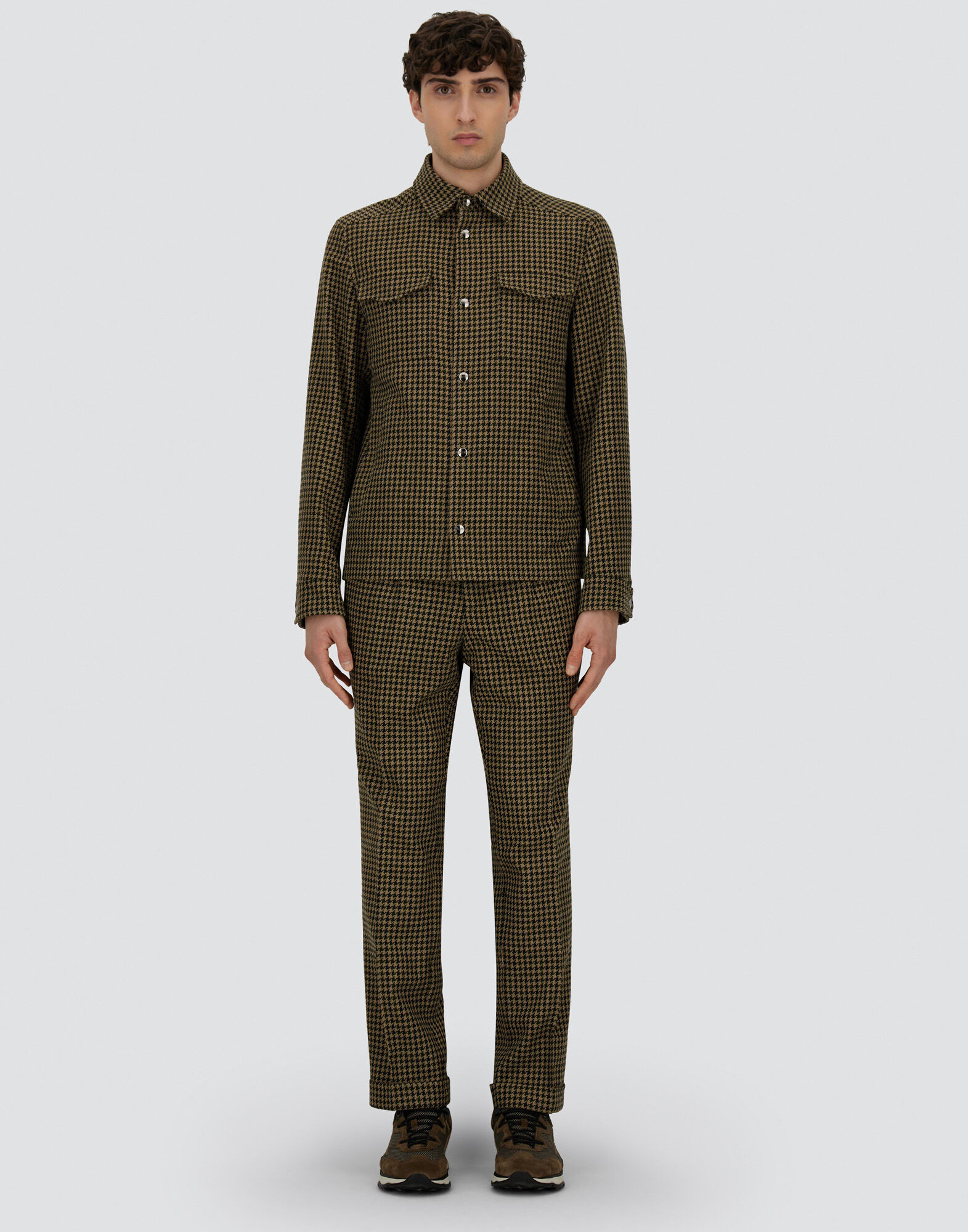 TROUSERS IN HOUNDSTOOTH WOOL AND COTTON