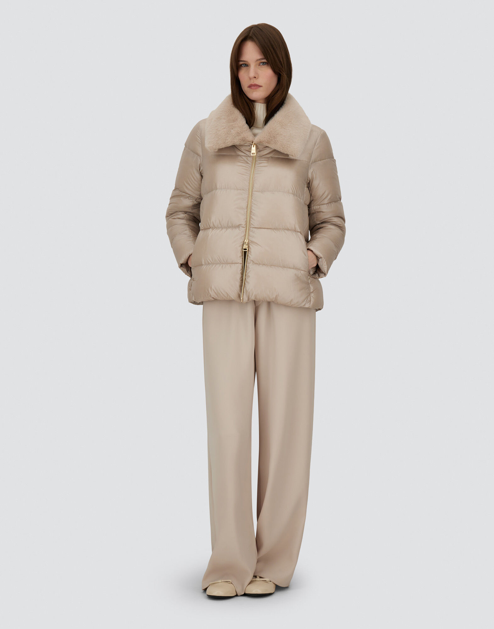 JACKET IN NYLON ULTRALIGHT AND LADY ALTERNATIVE FUR