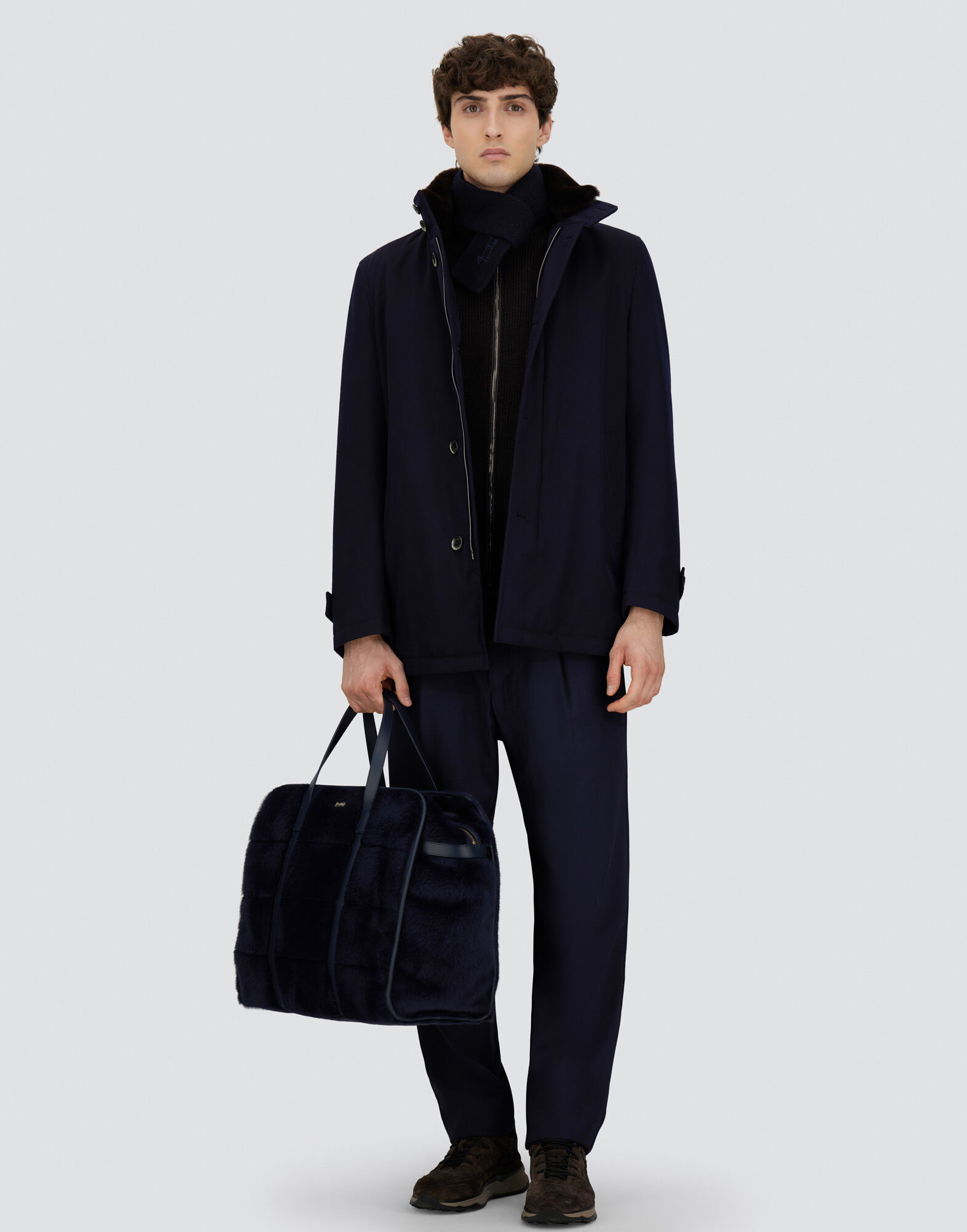 CARCOAT IN DIAGONAL WOOL