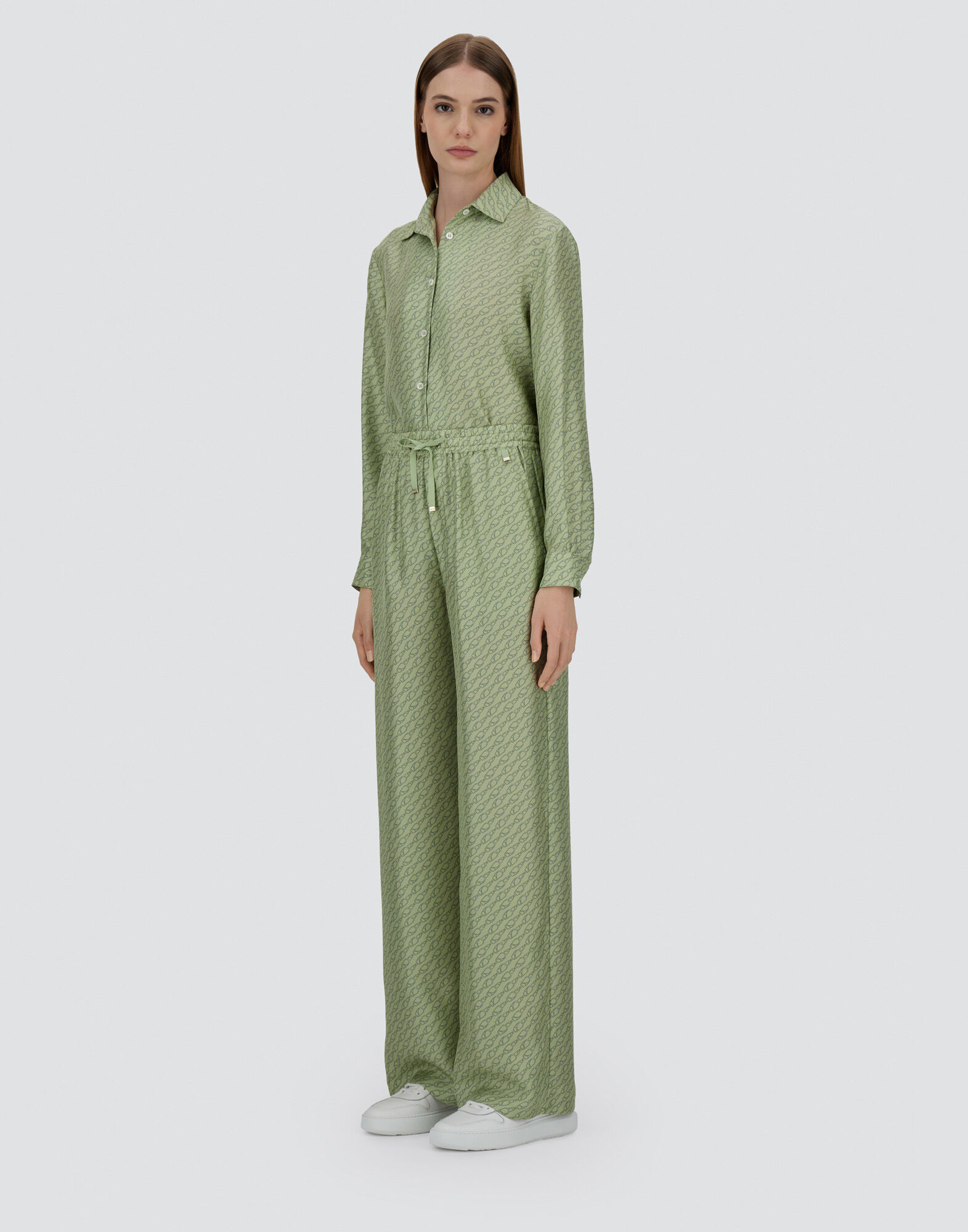 TROUSERS IN ICONIC PRINT SILK