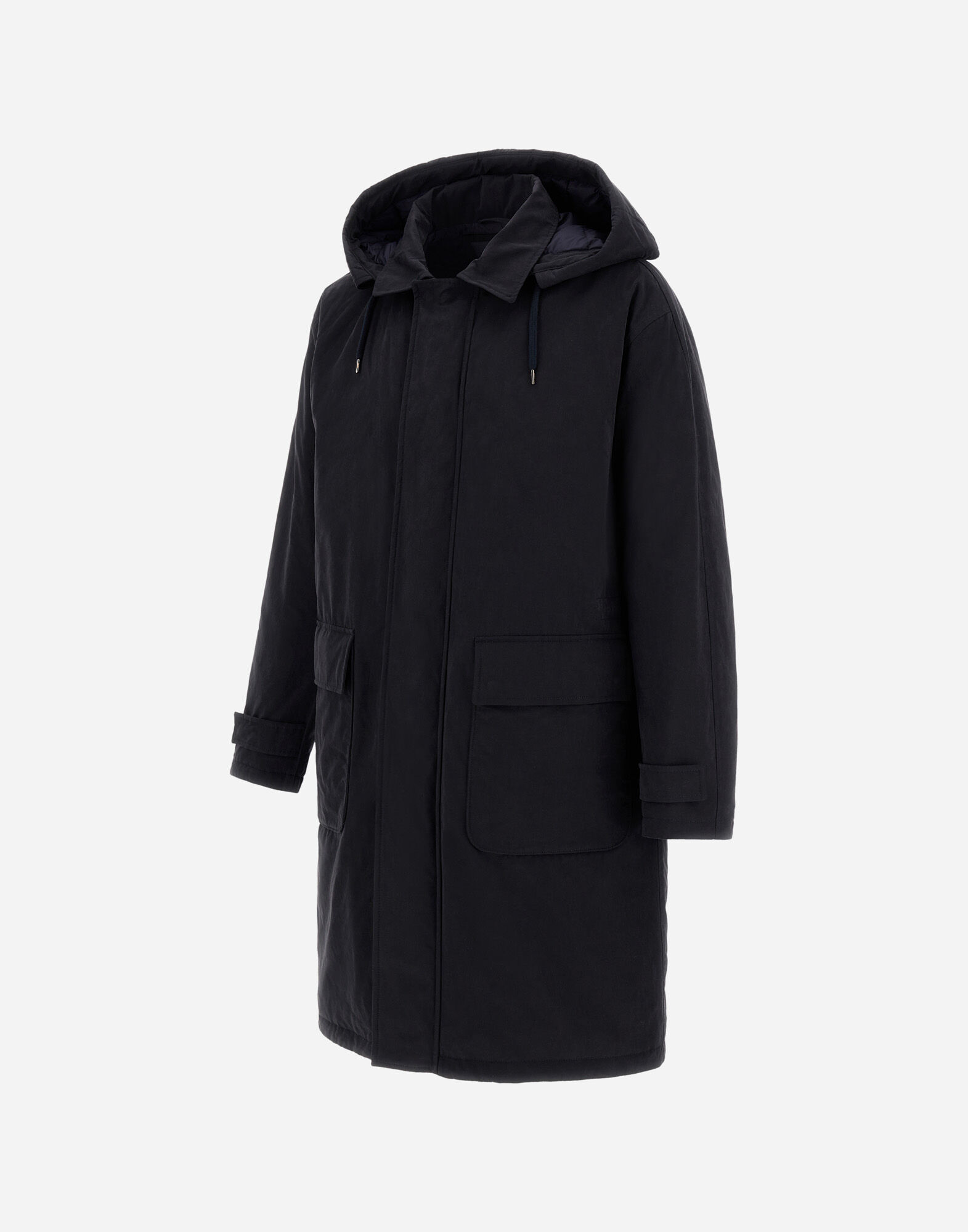 LONG PARKA IN WAXED TECH COTTON