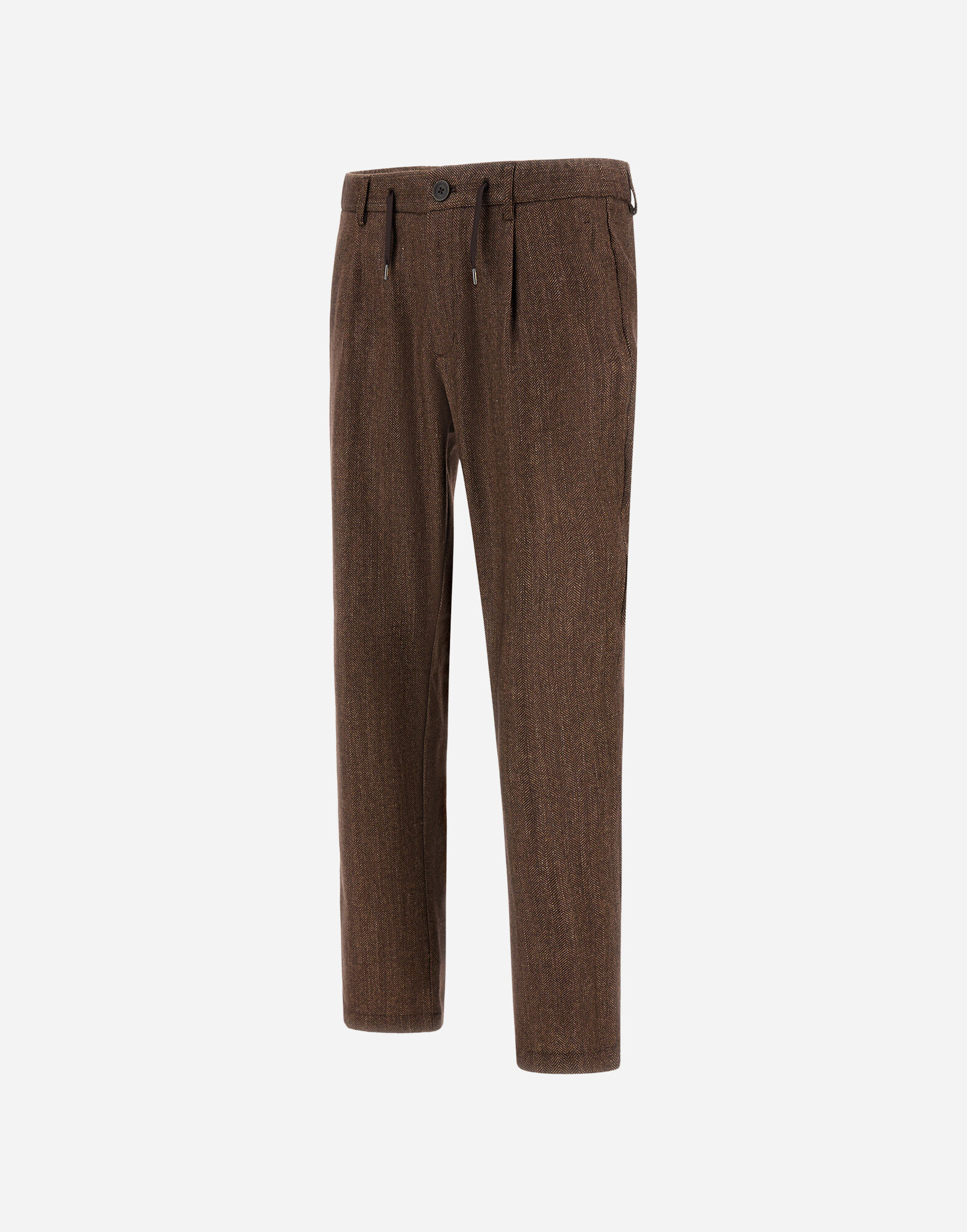 TROUSERS IN HERRINGBONE WOOL FLANNEL