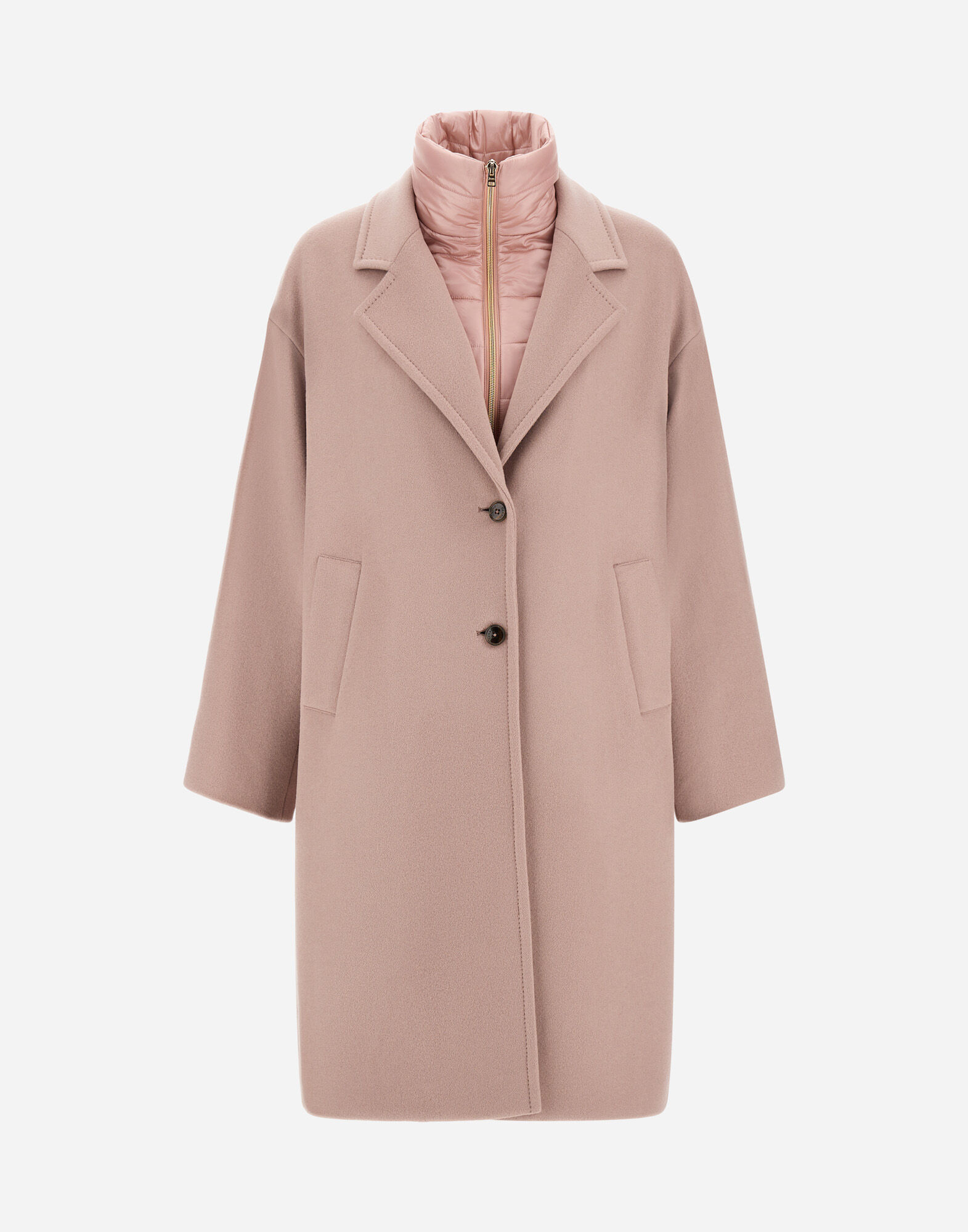 COAT IN VELOUR WOOL CLOTH AND NYLON ULTRALIGHT
