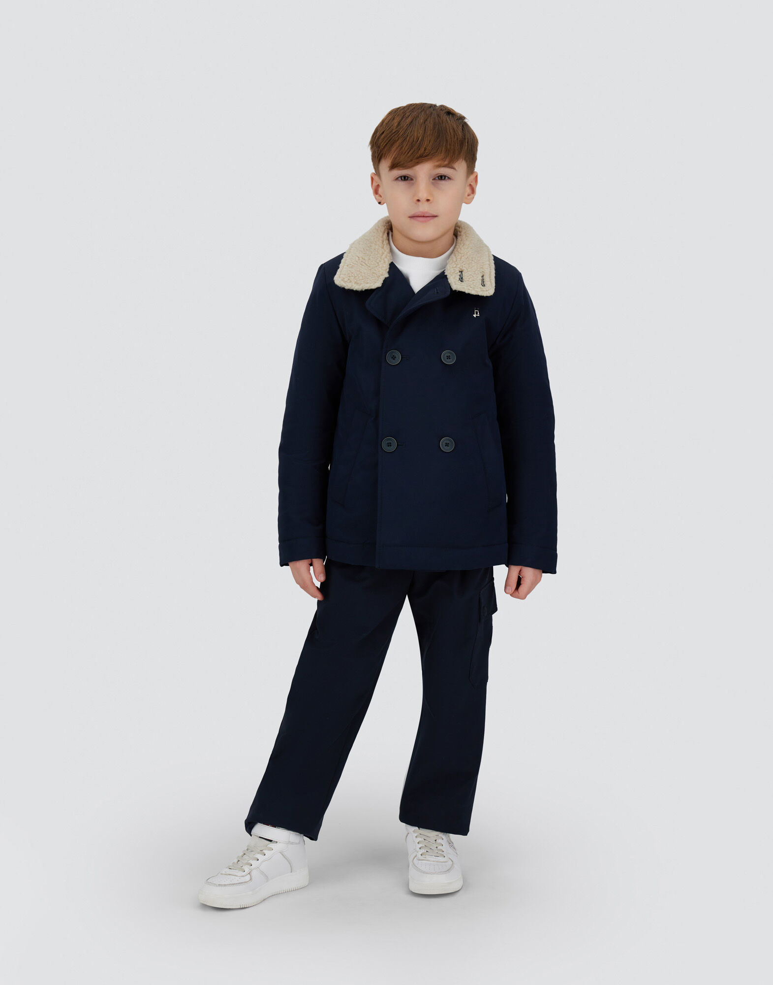 PEA COAT IN KEYSTONE AND TEDDY FABRIC