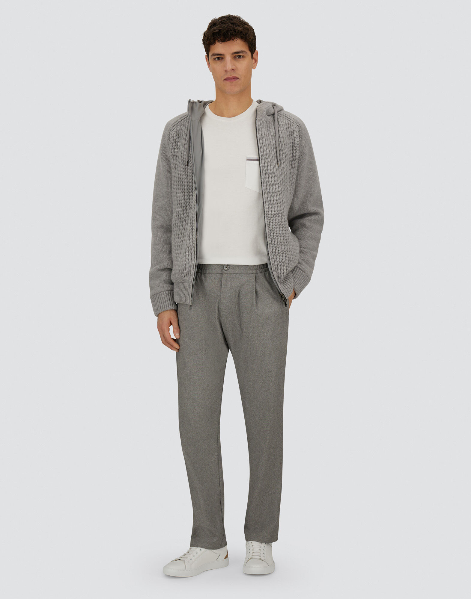 RESORT TROUSERS IN MELANGE SUEDE EFFECT