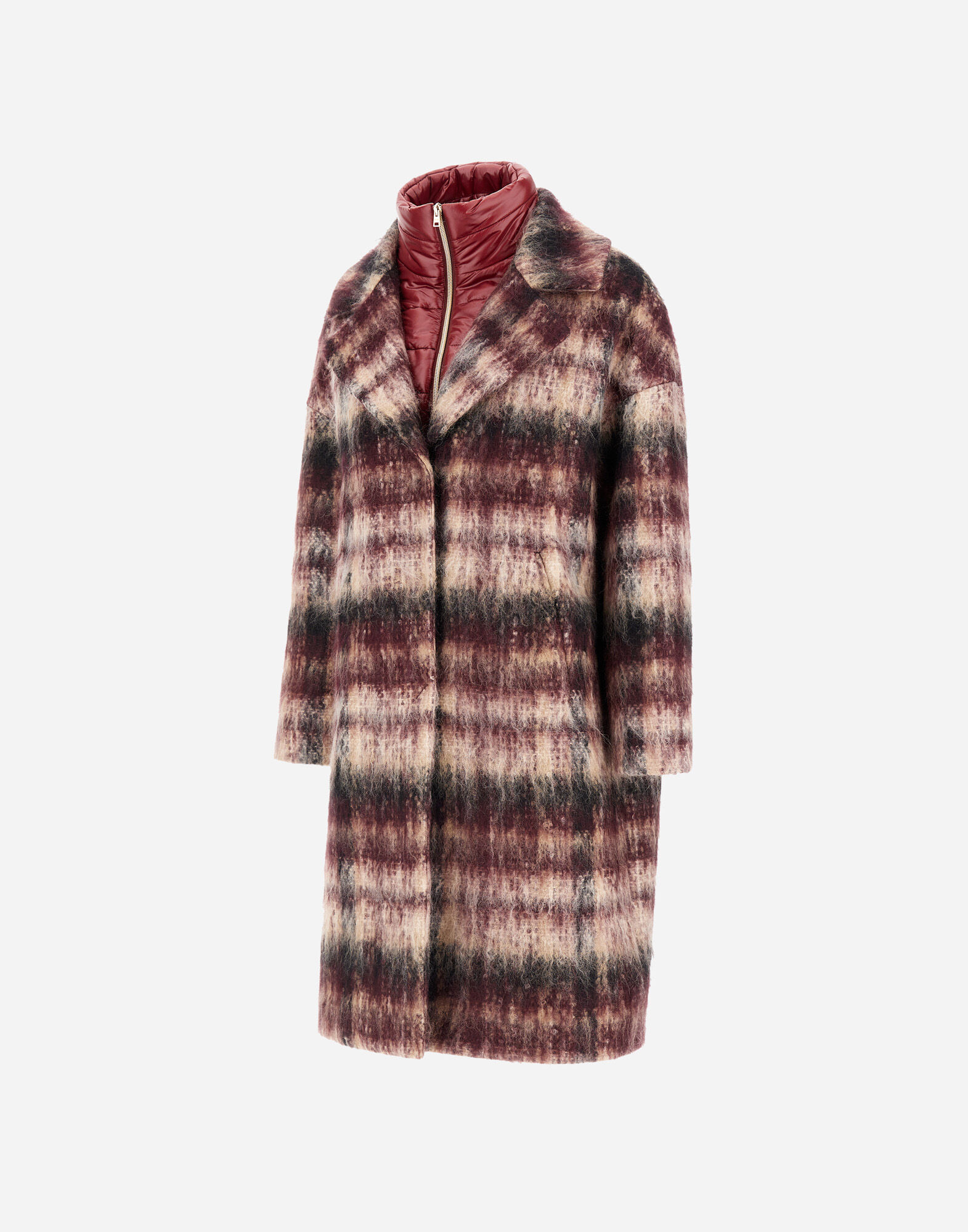 COAT IN MOHAIR CHECK WOOL AND NYLON ULTRALIGHT