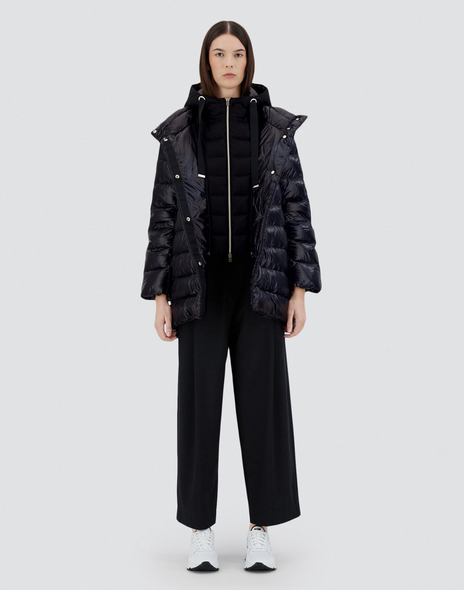A-SHAPE JACKET IN NYLON ULTRALIGHT, CASHMERE AND SILK
