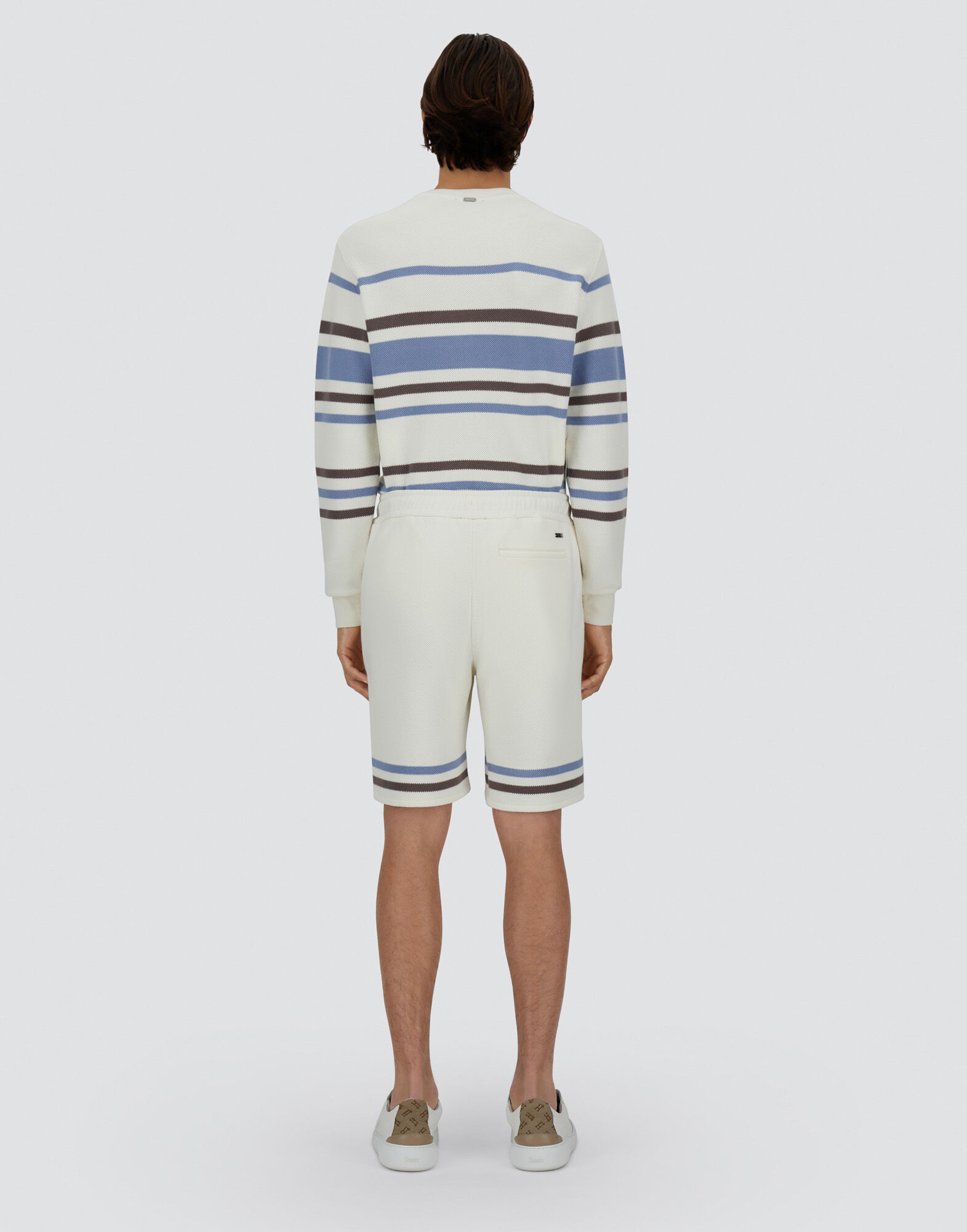 STRIPE COTTON SWEATER SHORTS