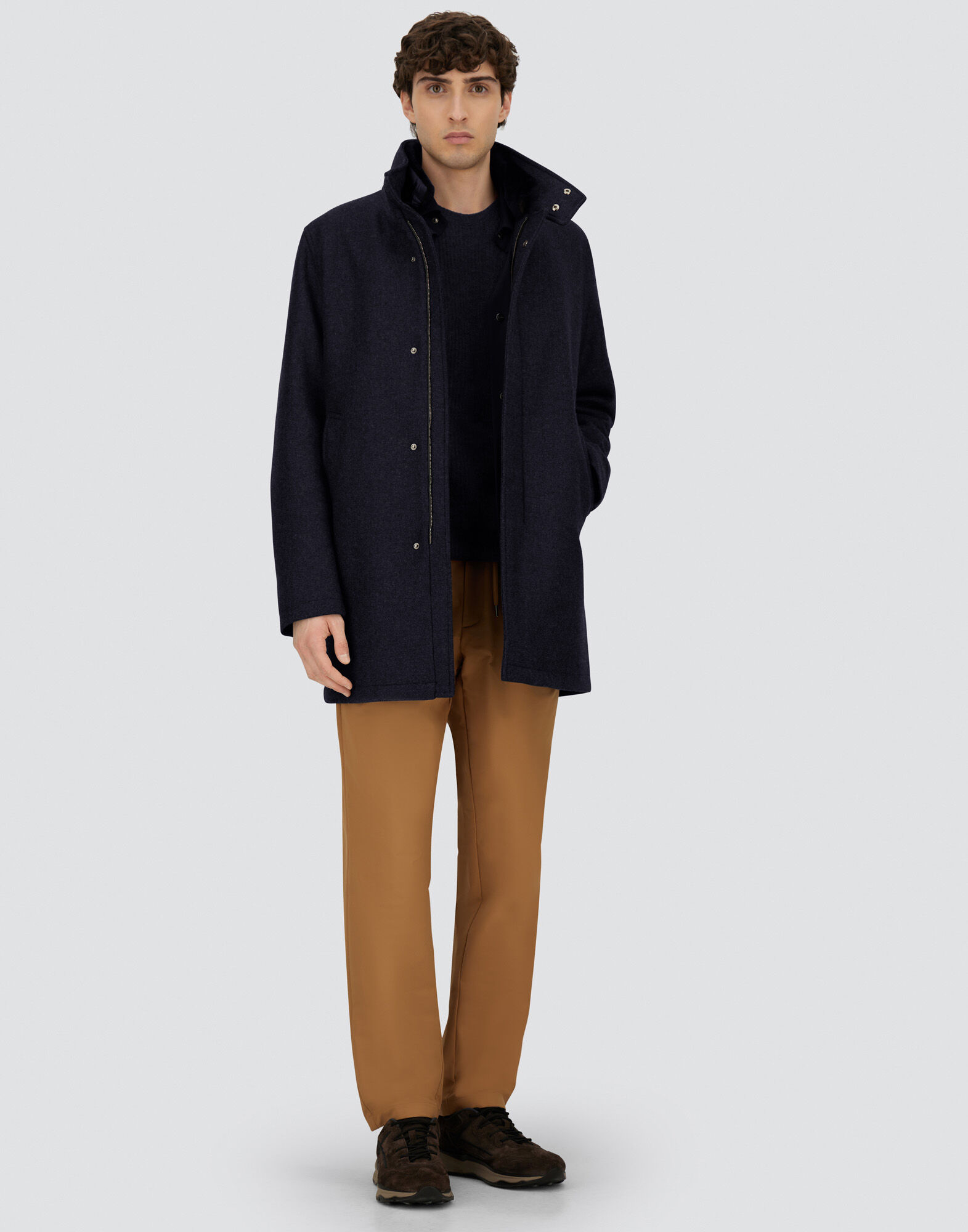 CARCOAT IN EASY WOOL AND LIGHT FAUX FUR