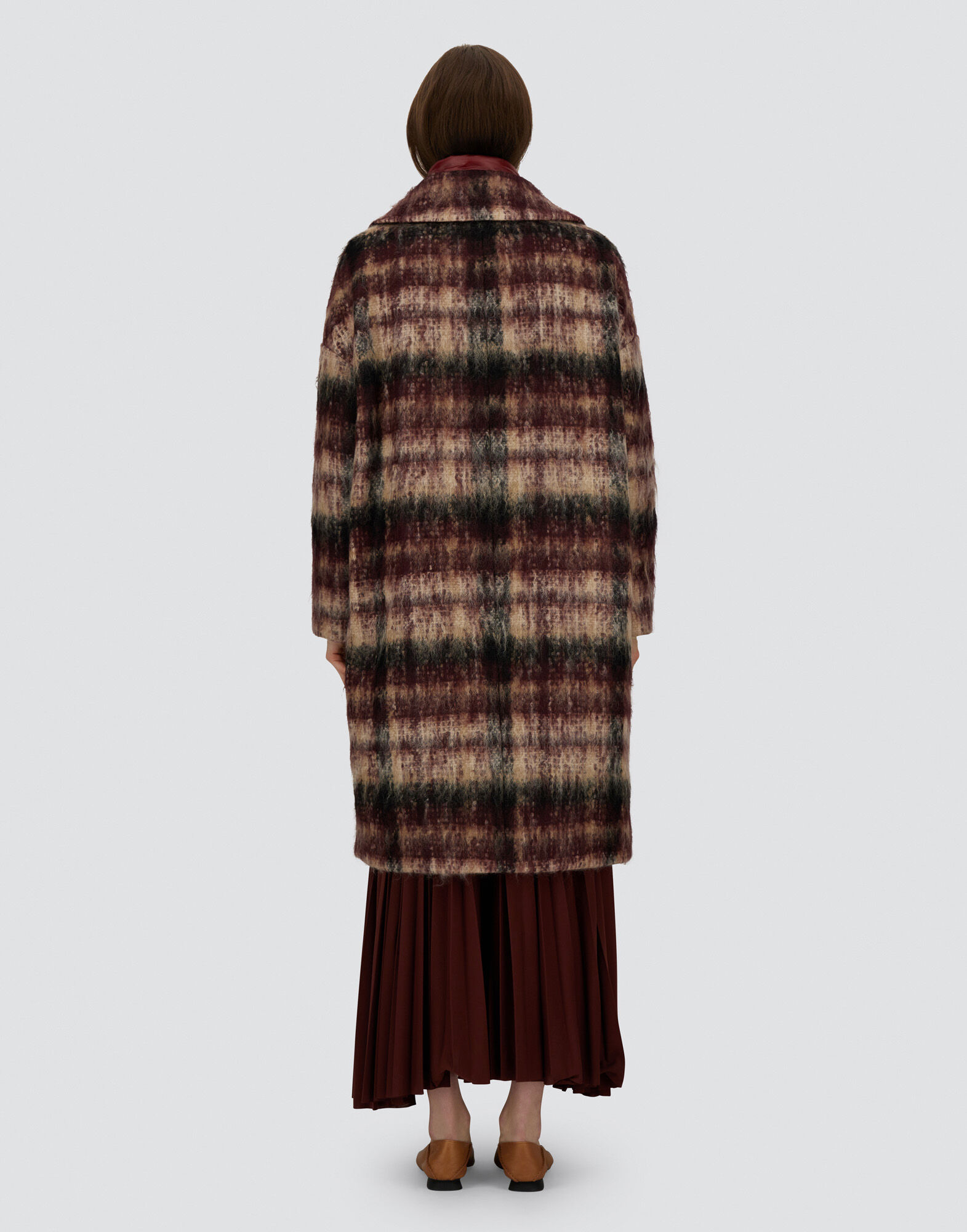 COAT IN MOHAIR CHECK WOOL AND NYLON ULTRALIGHT