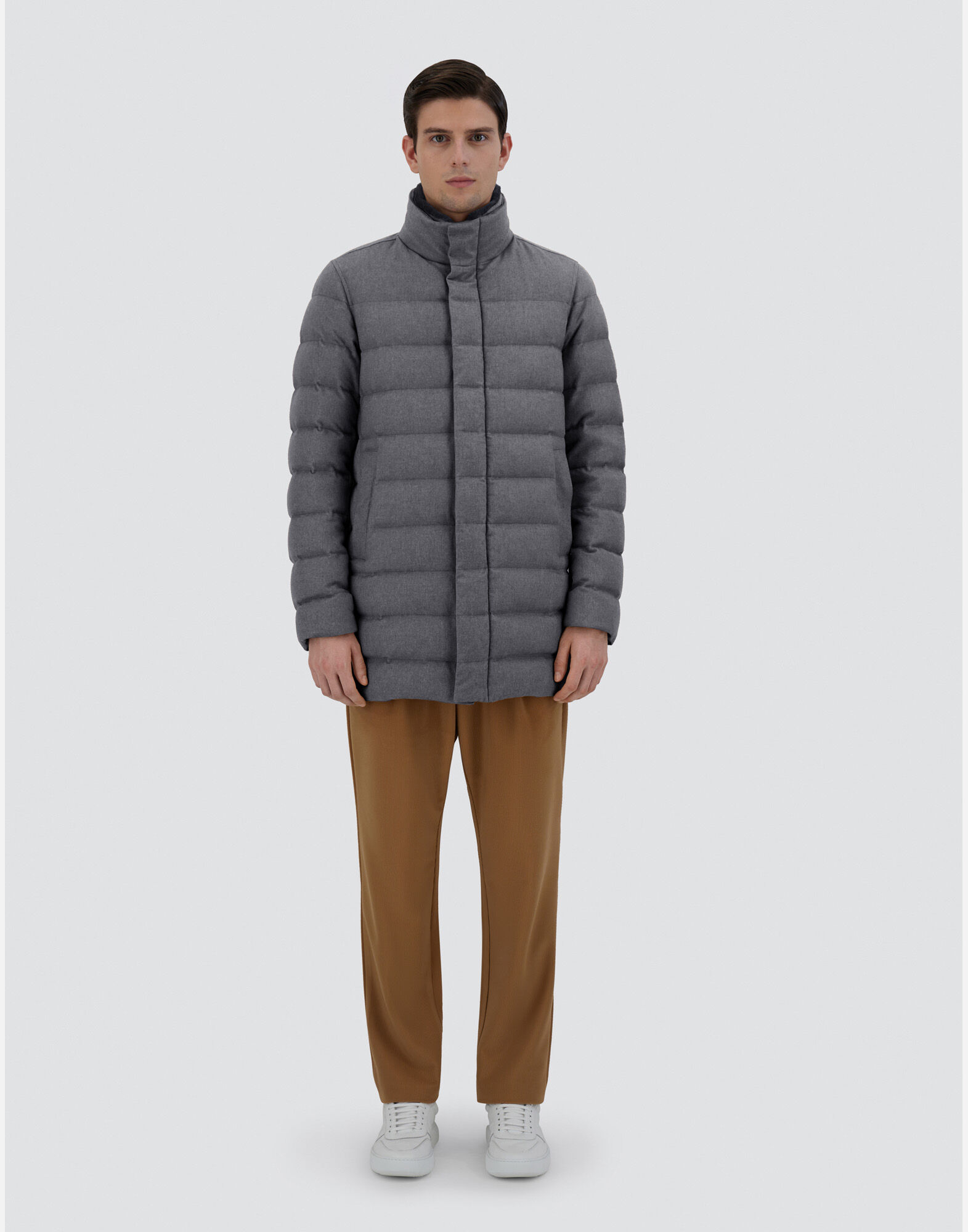 COAT IN CASHMERE, SILK AND LIGHT FAUX FUR