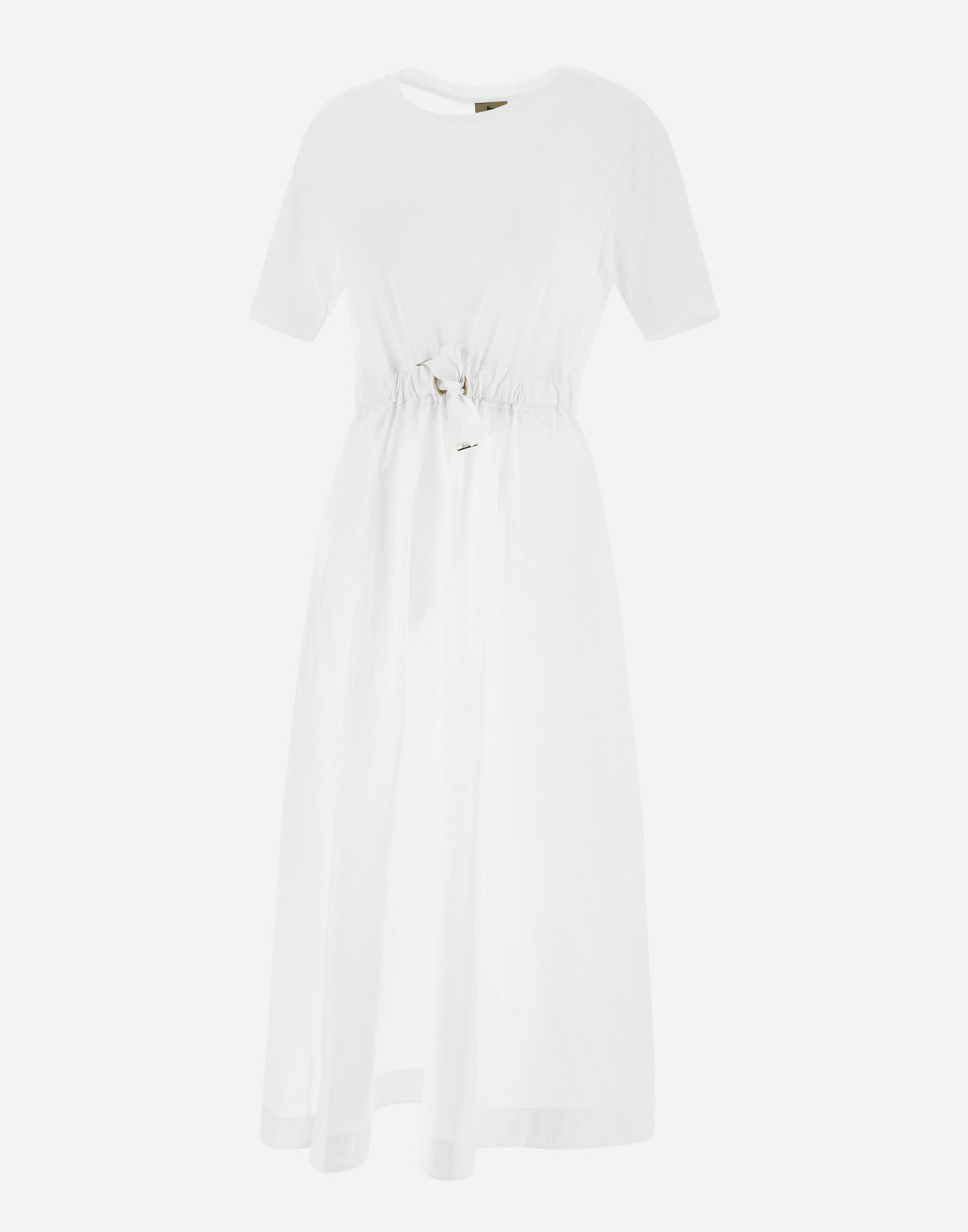 DRESS IN GLAM KNIT EFFECT AND TECHNO TAFFETA