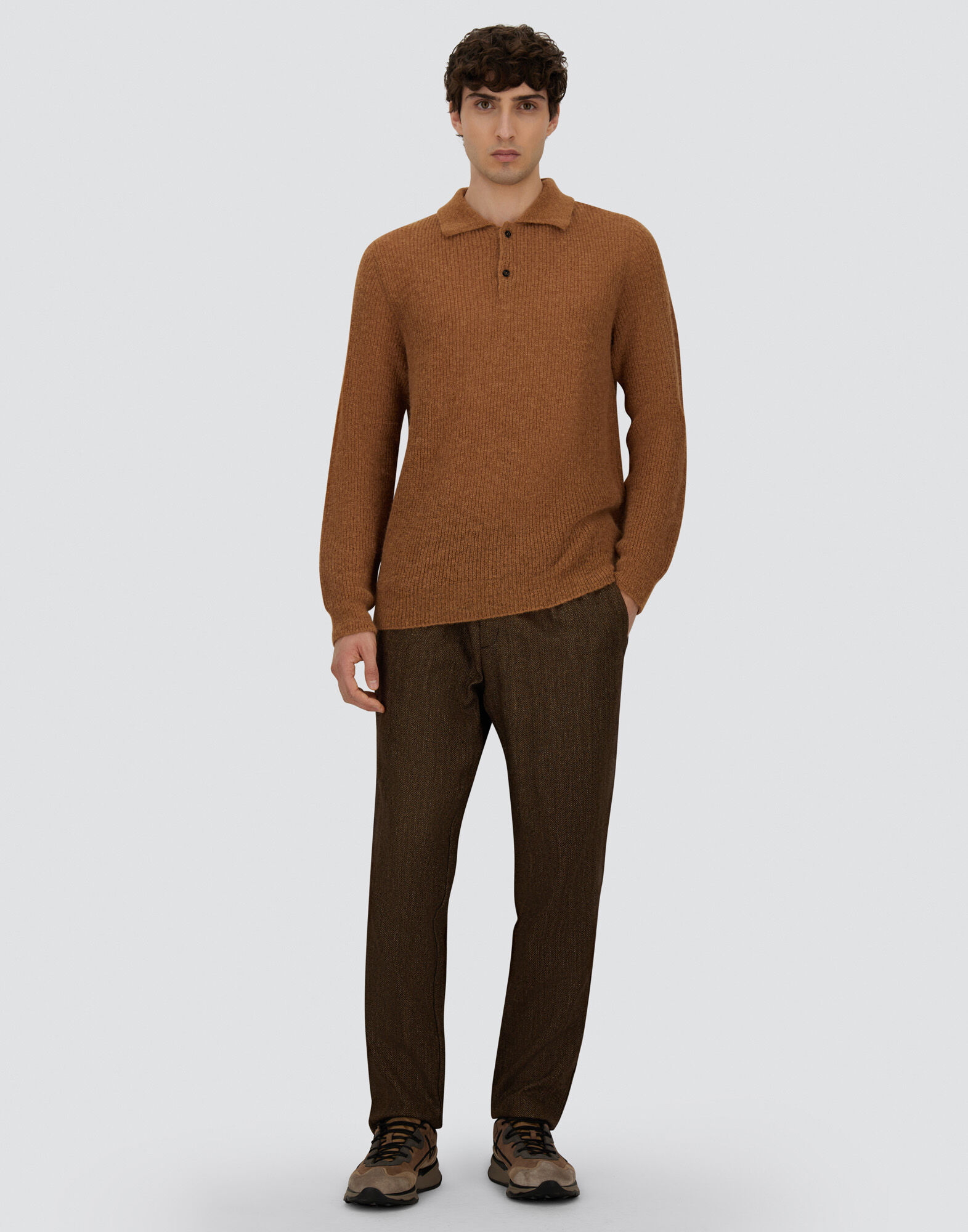 POLO SHIRT IN COB STITCH ALPACA WOOL