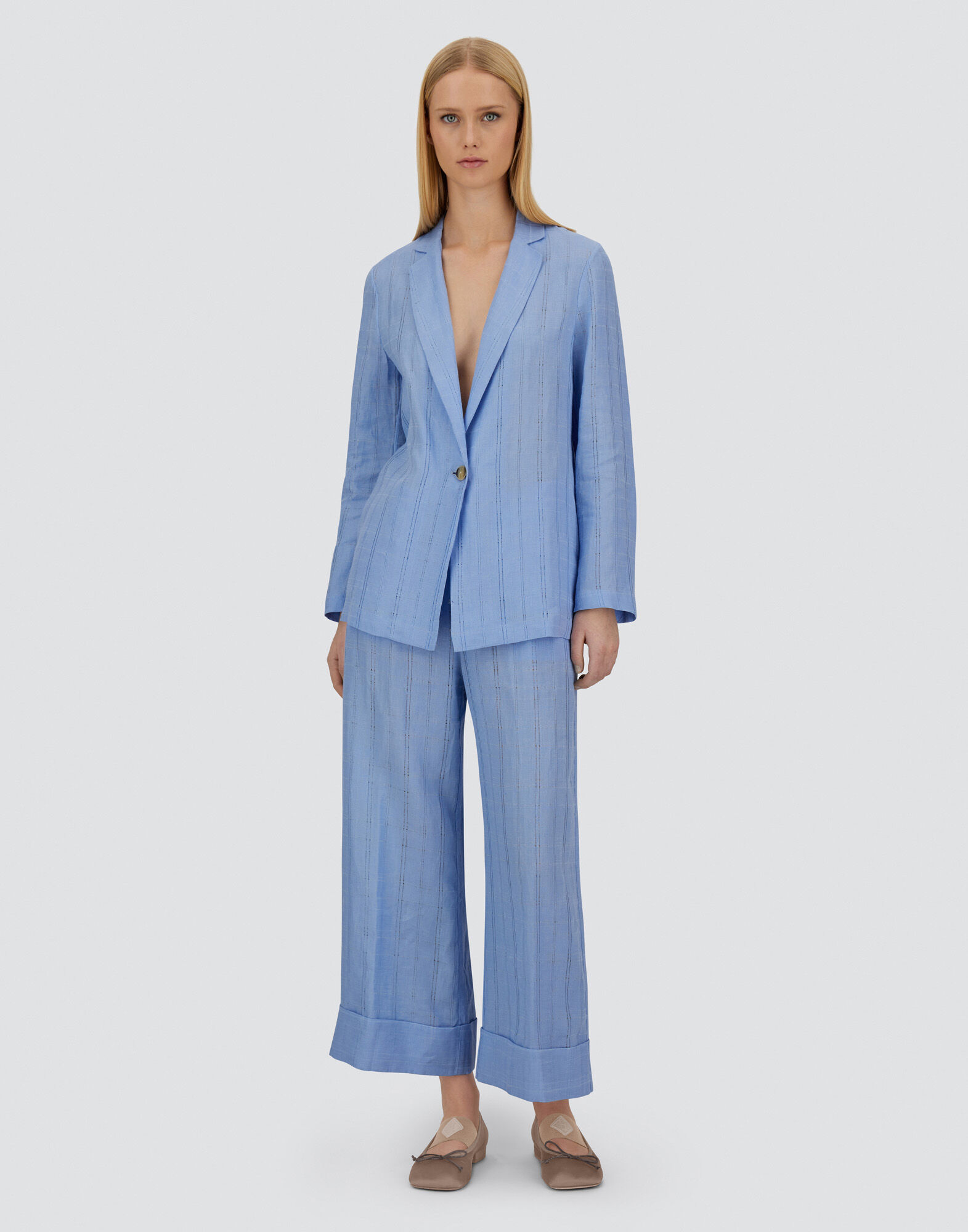 RESORT BLAZER IN CHECK LINEN