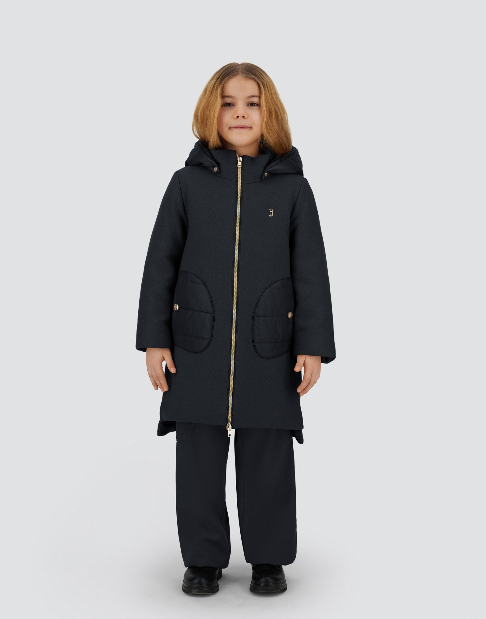 HOODED COAT IN ECOWOOL AND NYLON ULTRALIGHT