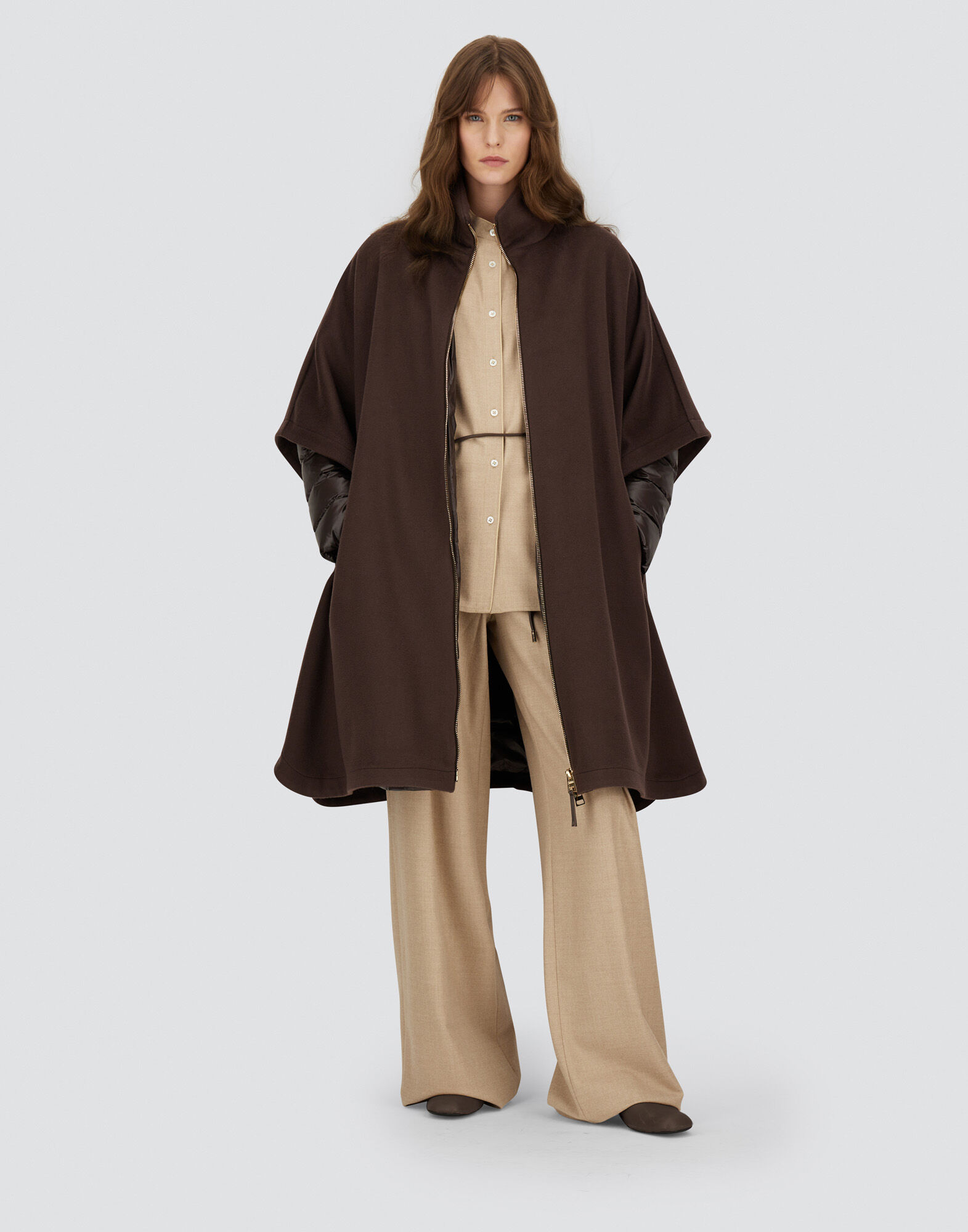 PONCHO IN LUXURY WOOL AND NYLON ULTRALIGHT