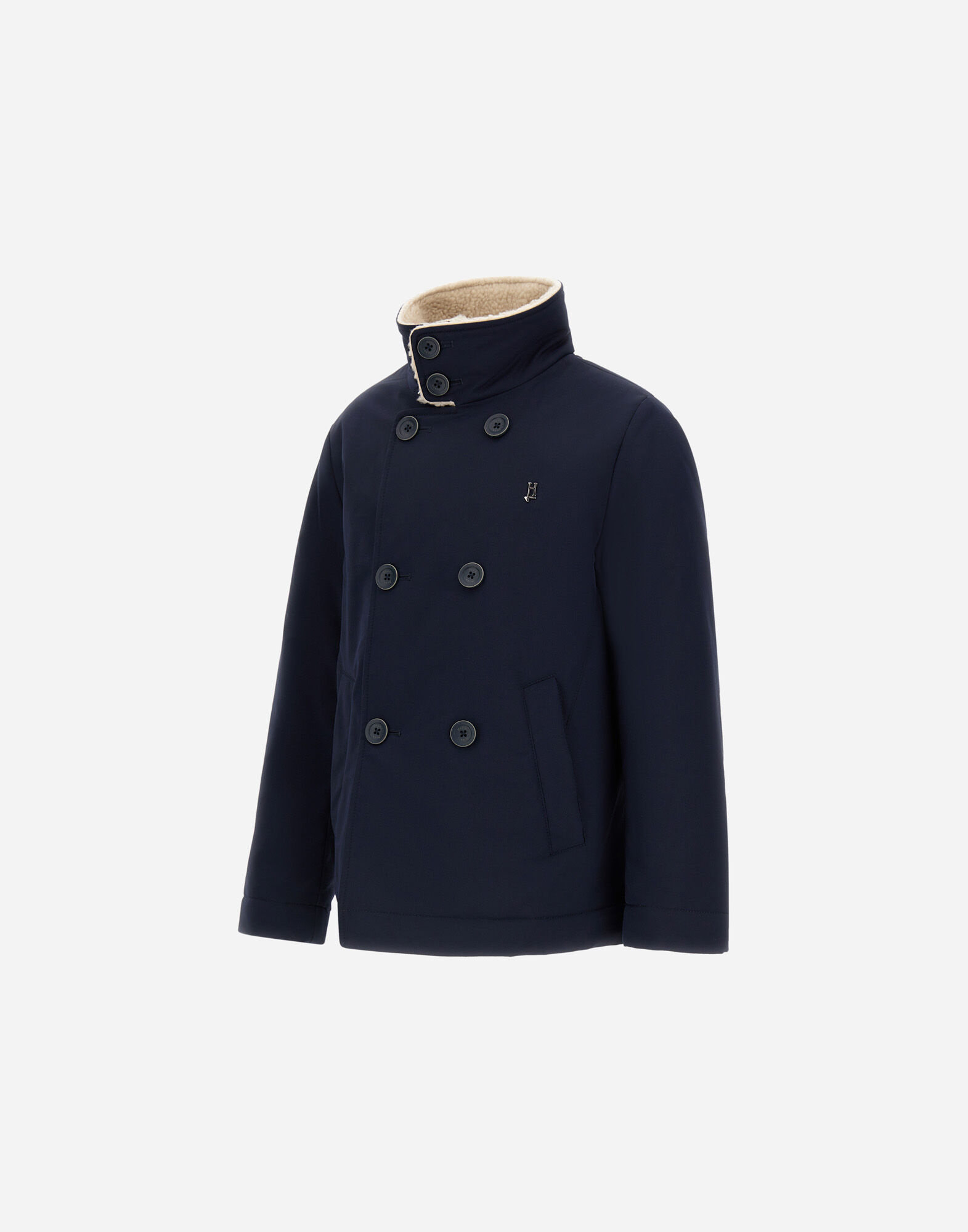 PEA COAT IN KEYSTONE AND TEDDY FABRIC