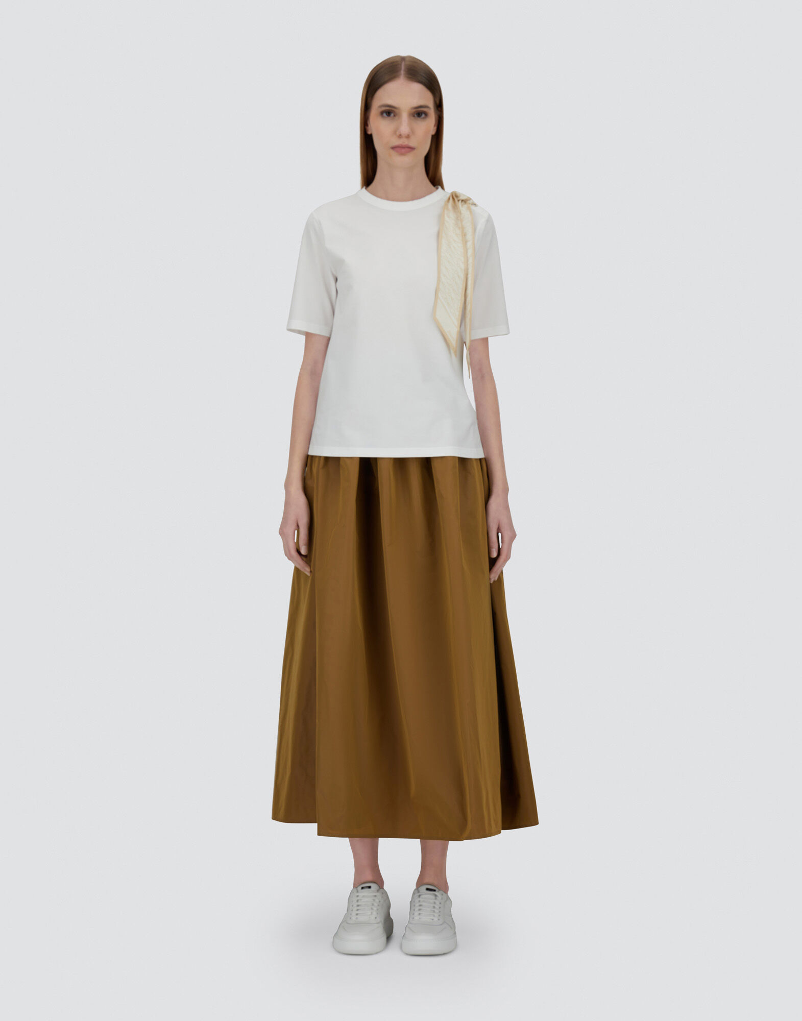T-SHIRT IN SUPERFINE COTTON STRETCH AND FOULARD