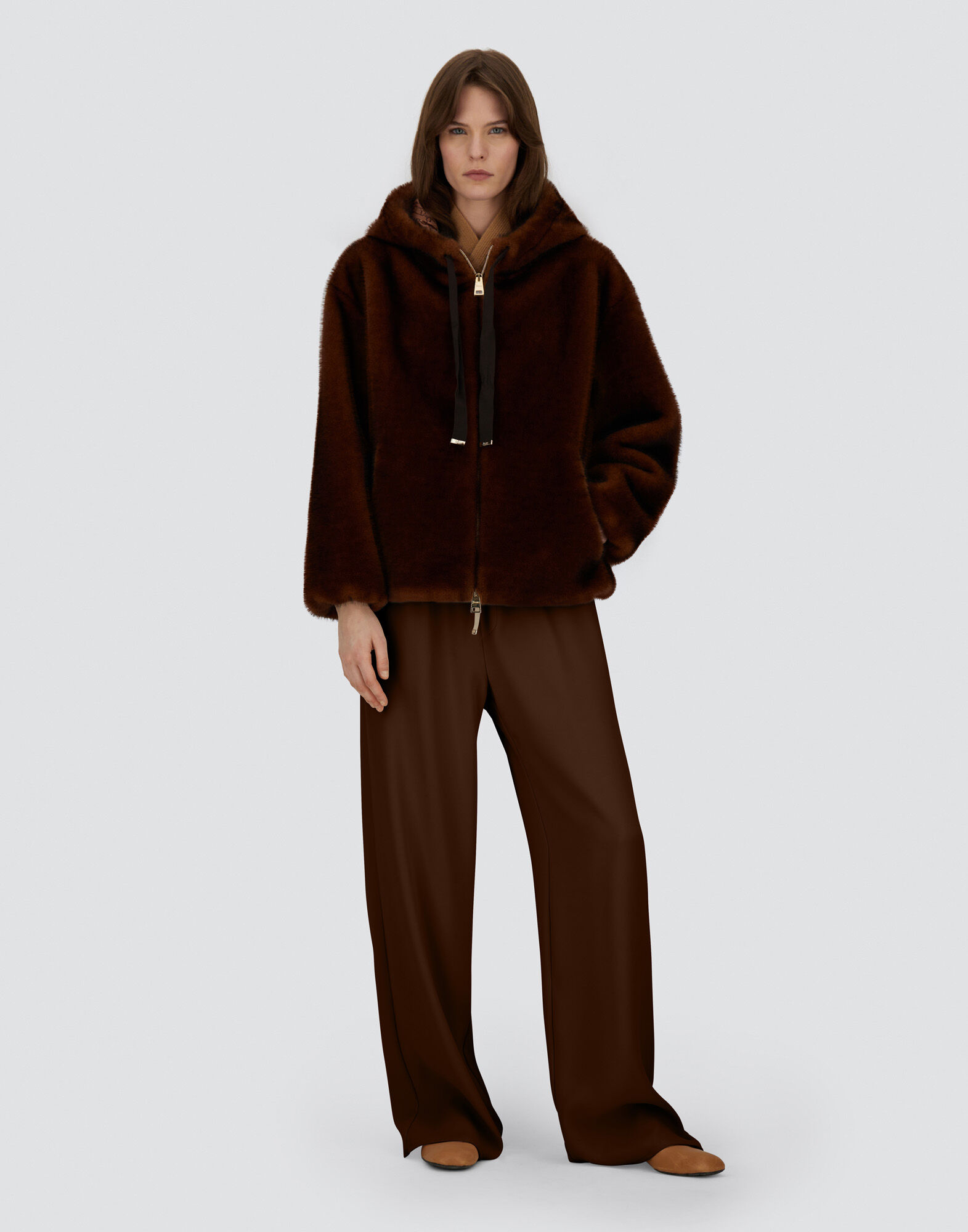 BOMBER JACKET IN MELANGE ALTERNATIVE MINK FUR