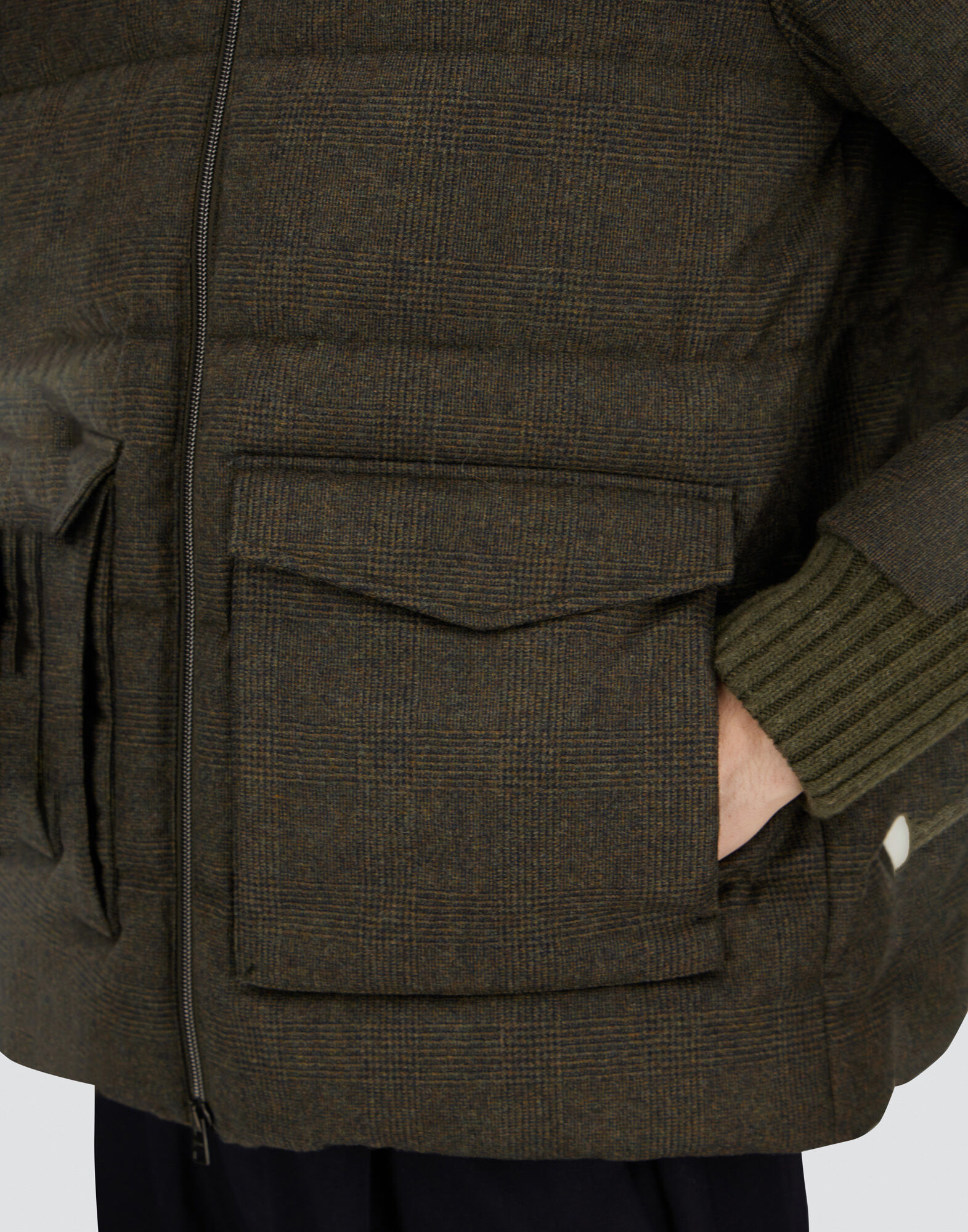 BOMBER IN GLEN CHECK WOOL AND CASHMERE