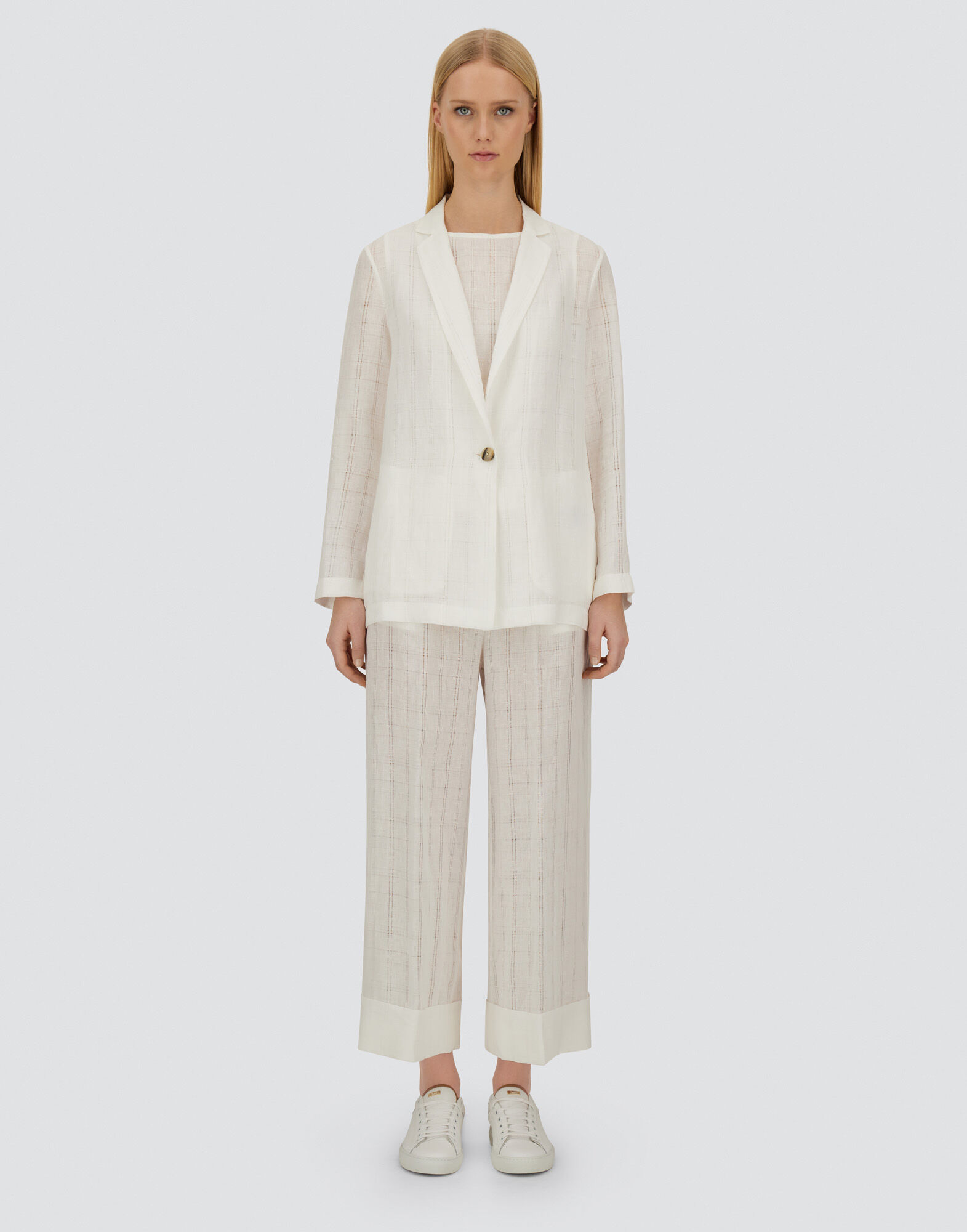 RESORT BLAZER IN CHECK LINEN