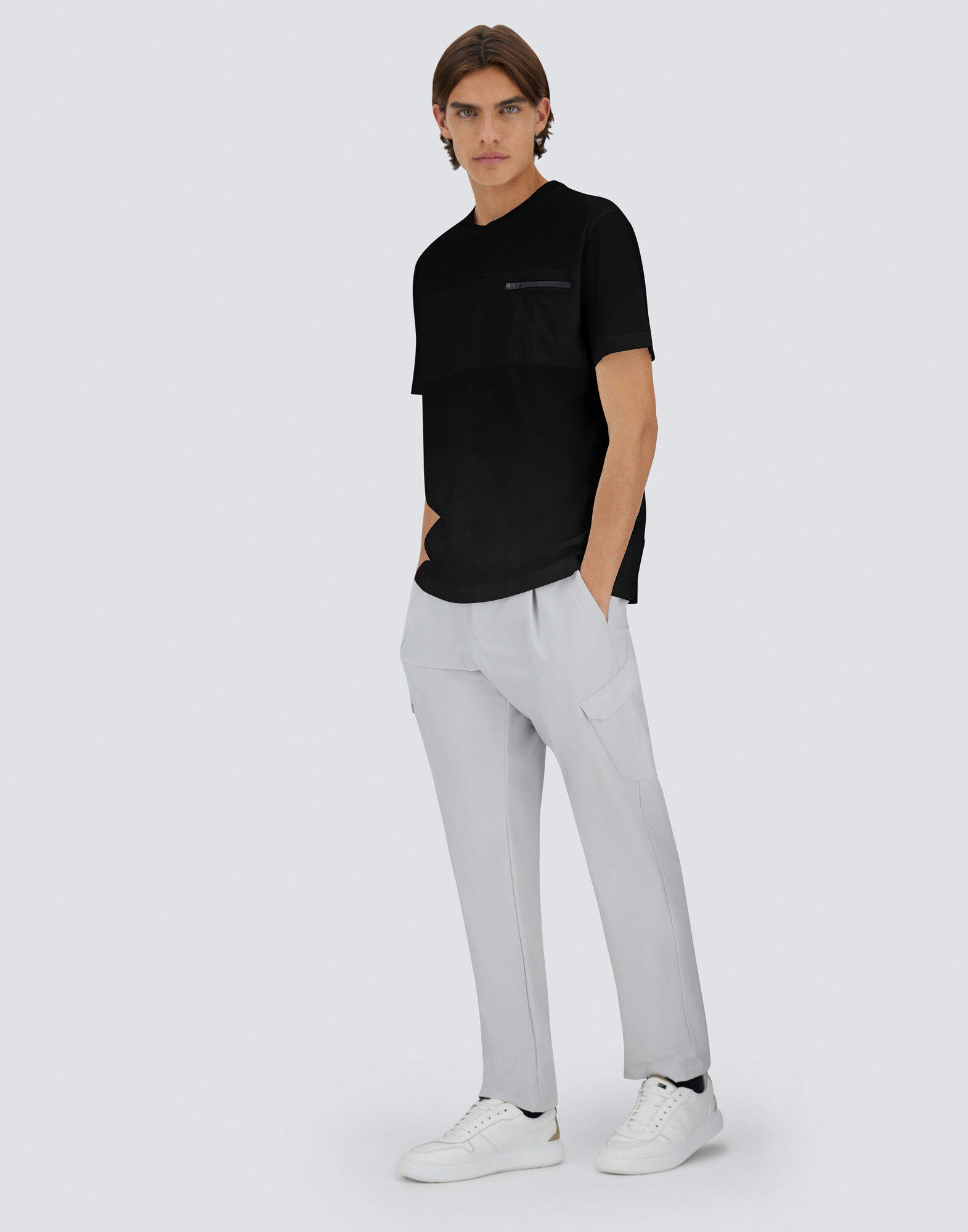 COMPACT JERSEY AND NYLON MAESTRO SWEATSHIRT