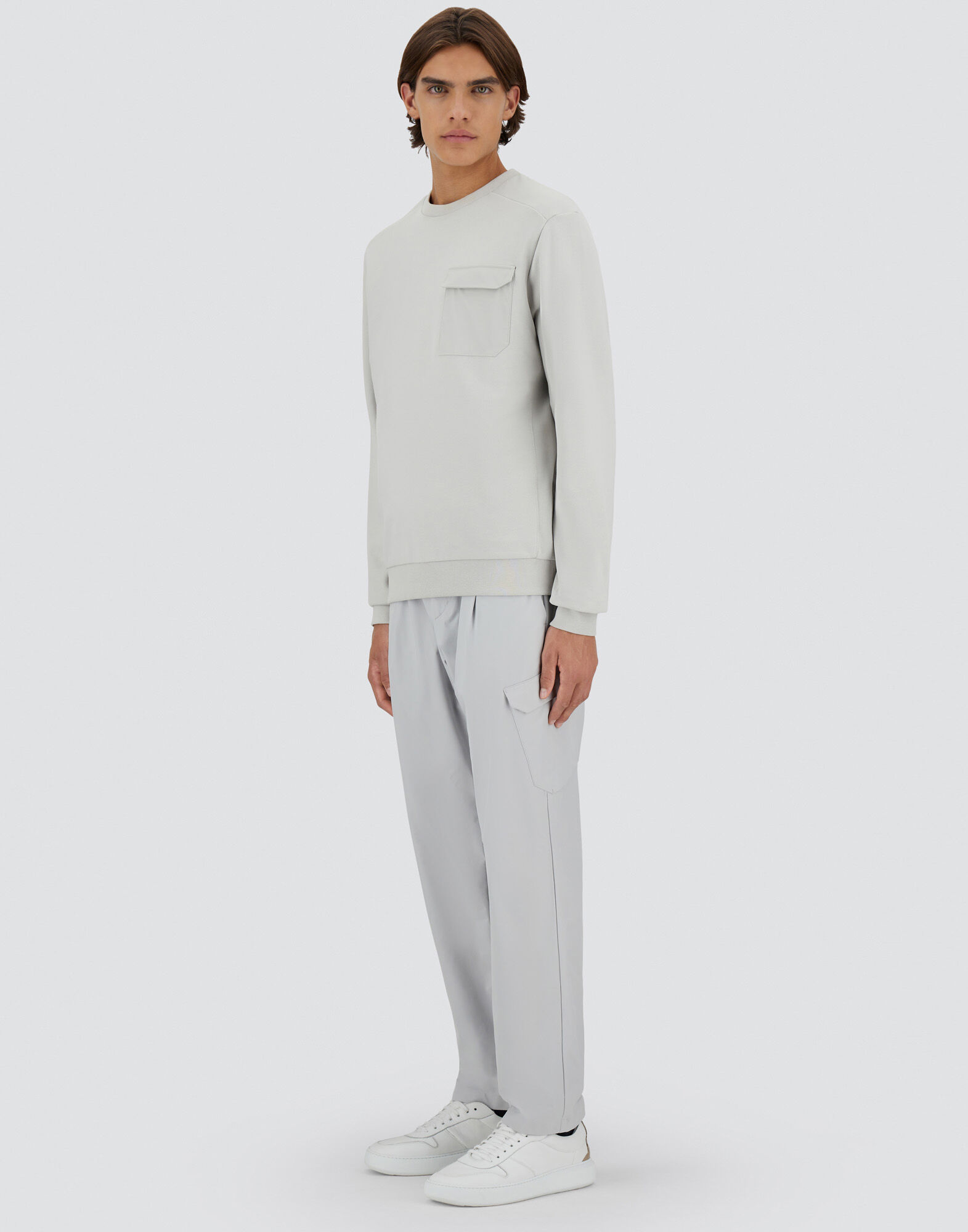 COTTON SWEATER AND AND NYLON MAESTRO SWEATSHIRT