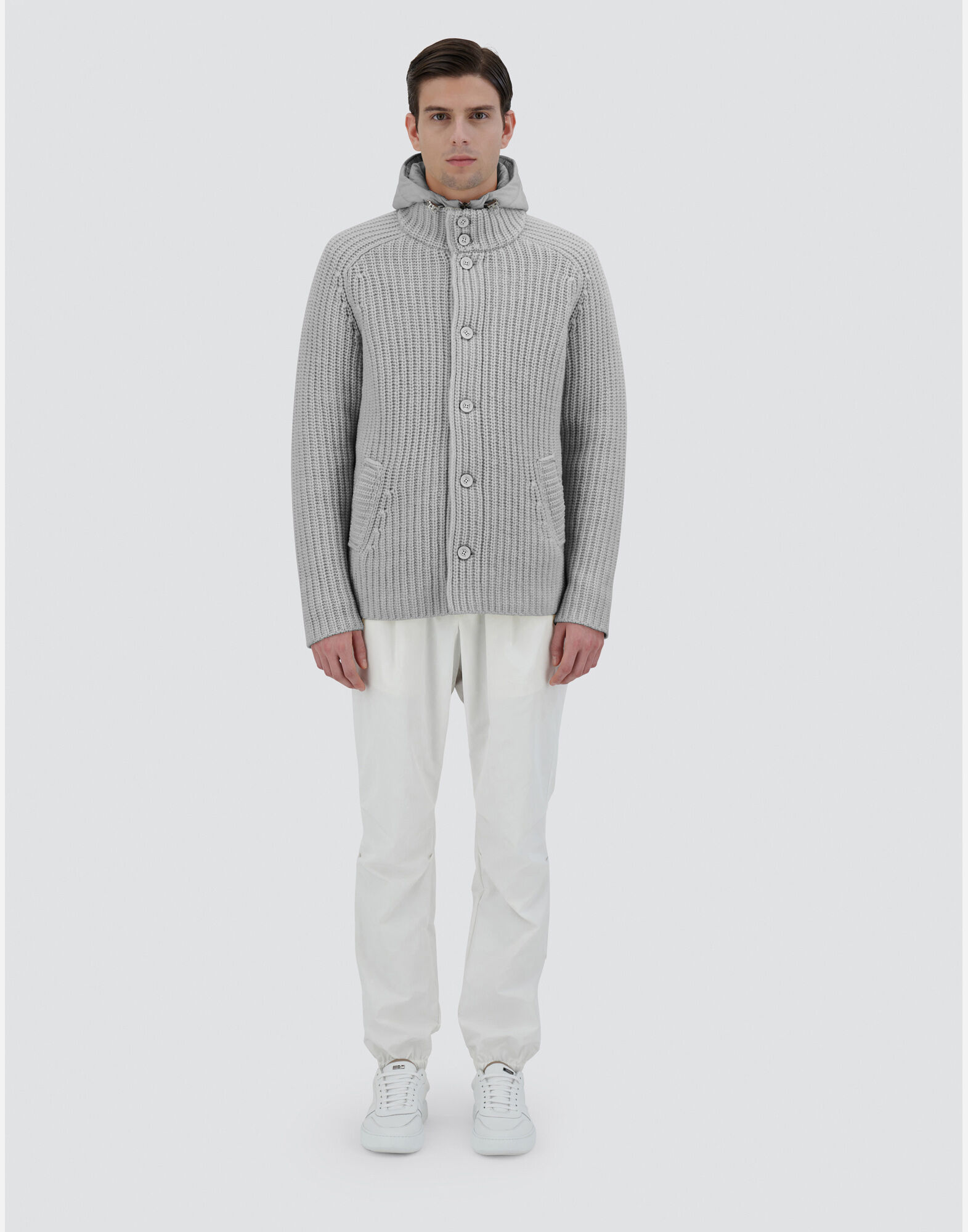 CARDIGAN IN COB STITCH WOOL
