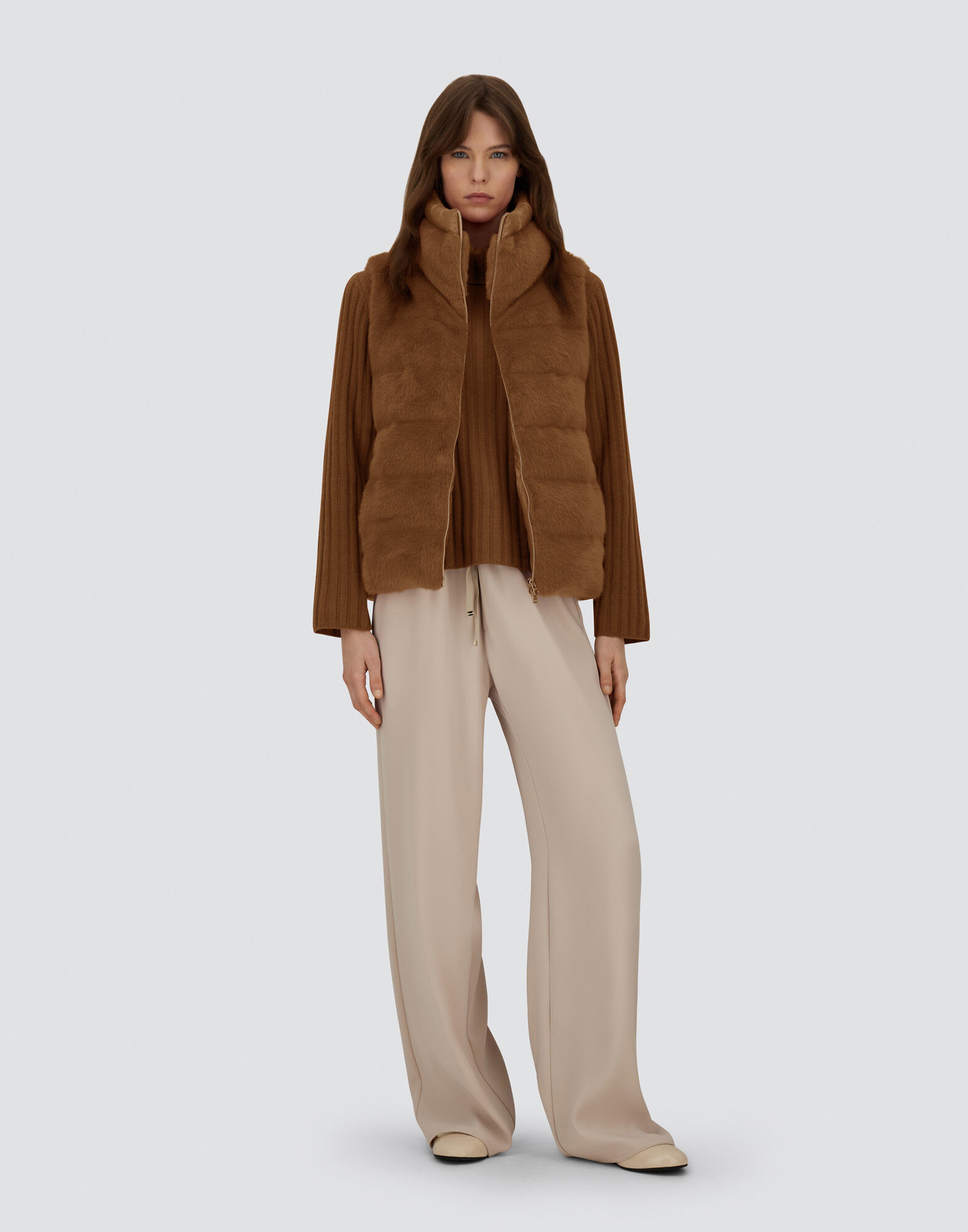 VEST IN LADY ALTERNATIVE FUR AND NYLON ULTRALIGHT