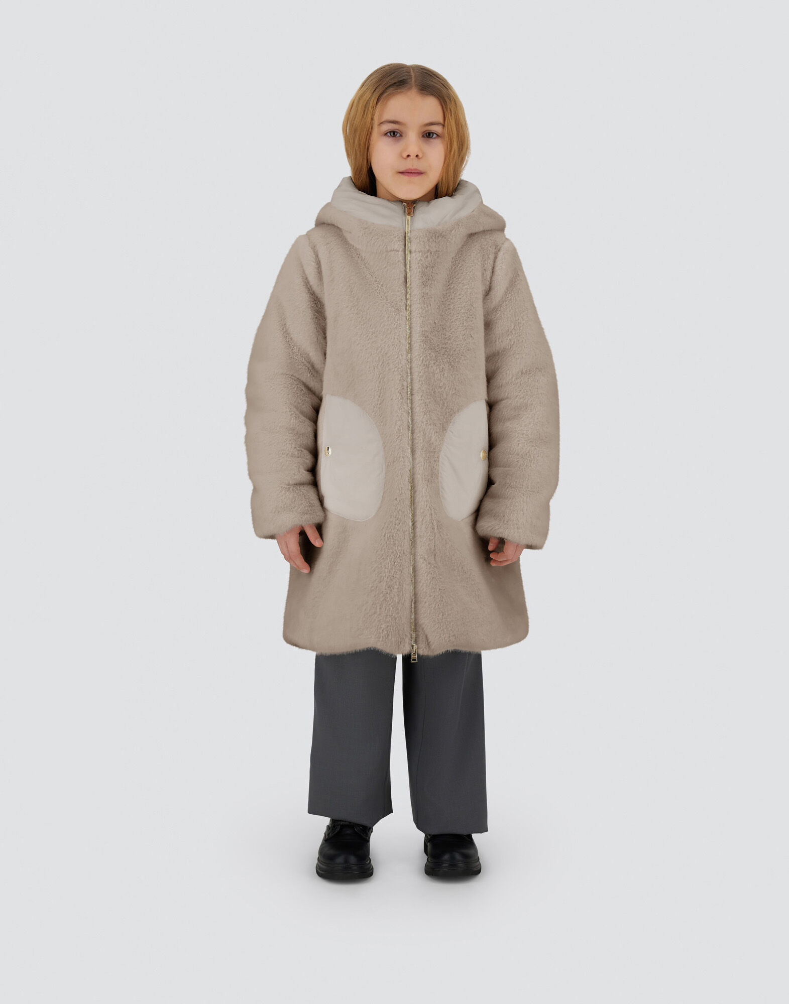 COAT IN LADY ALTERNATIVE FUR AND ECOAGE