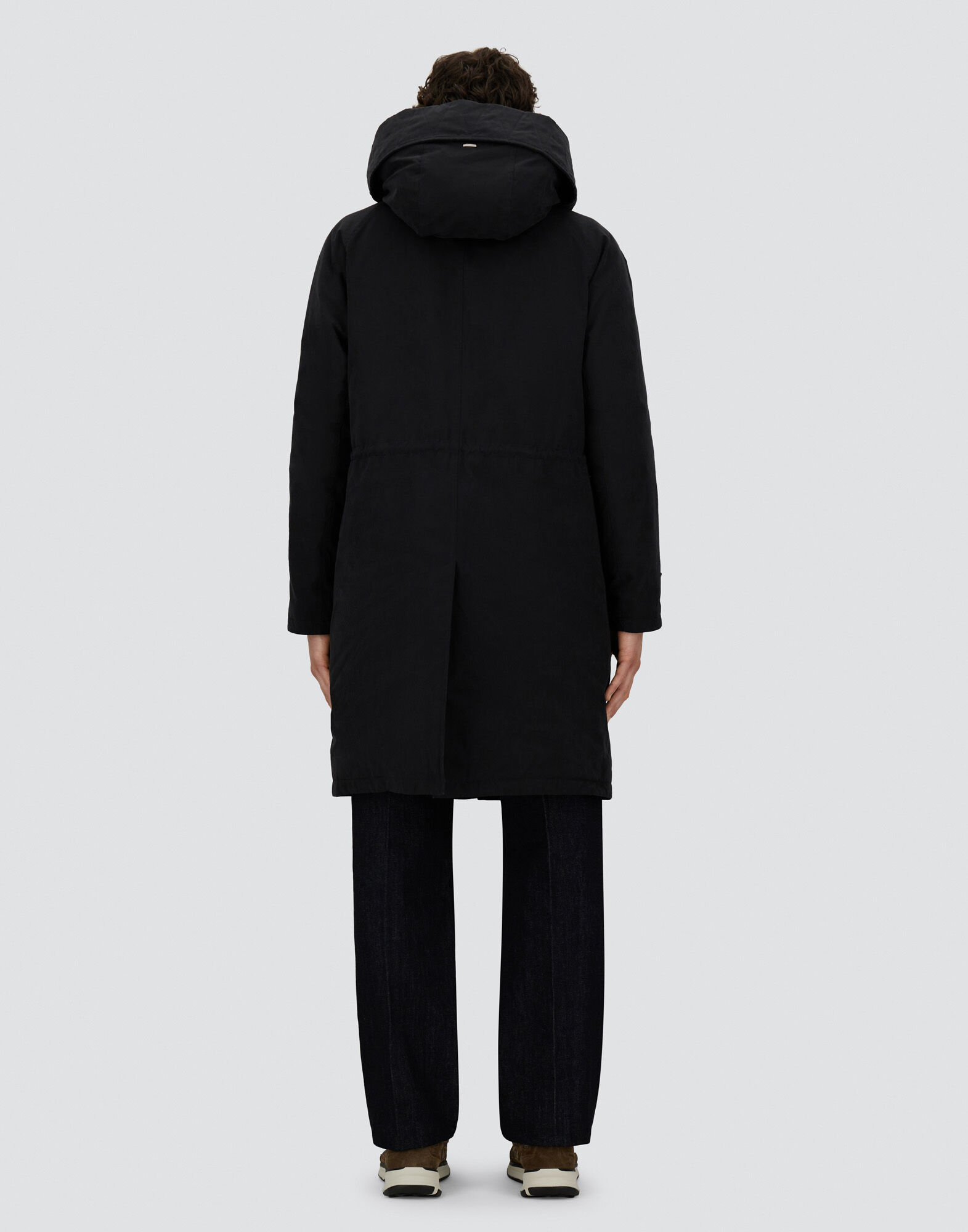 LONG PARKA IN WAXED TECH COTTON