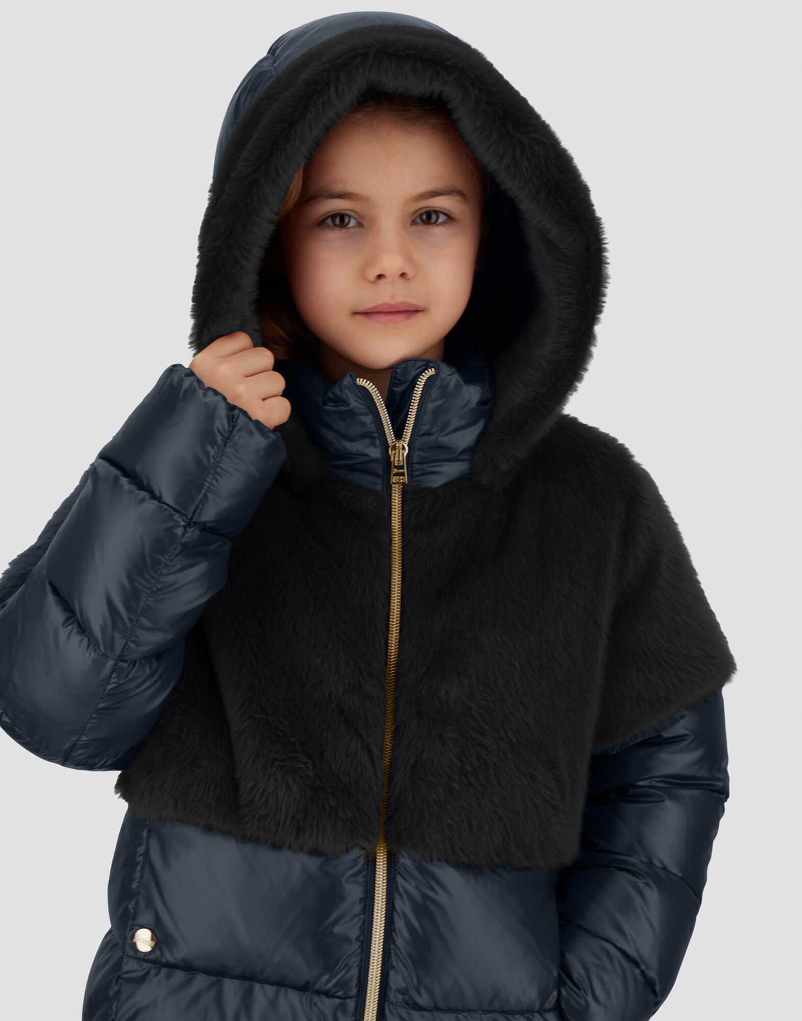 A-SHAPE JACKET IN NYLON ULTRALIGHT AND LADY ALTERNATIVE FUR