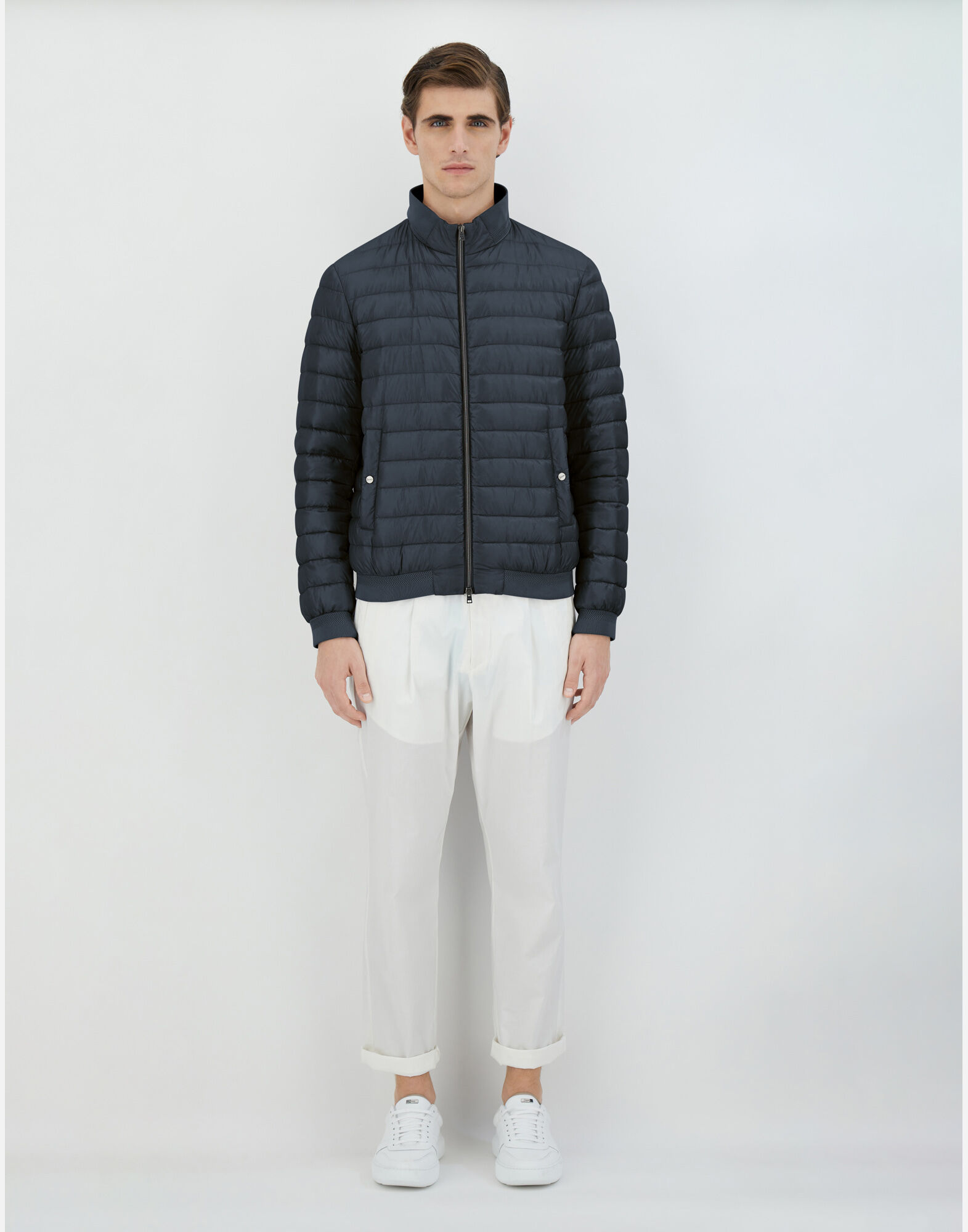 NYLON ULTRALIGHT AND KNIT BOMBER JACKET
