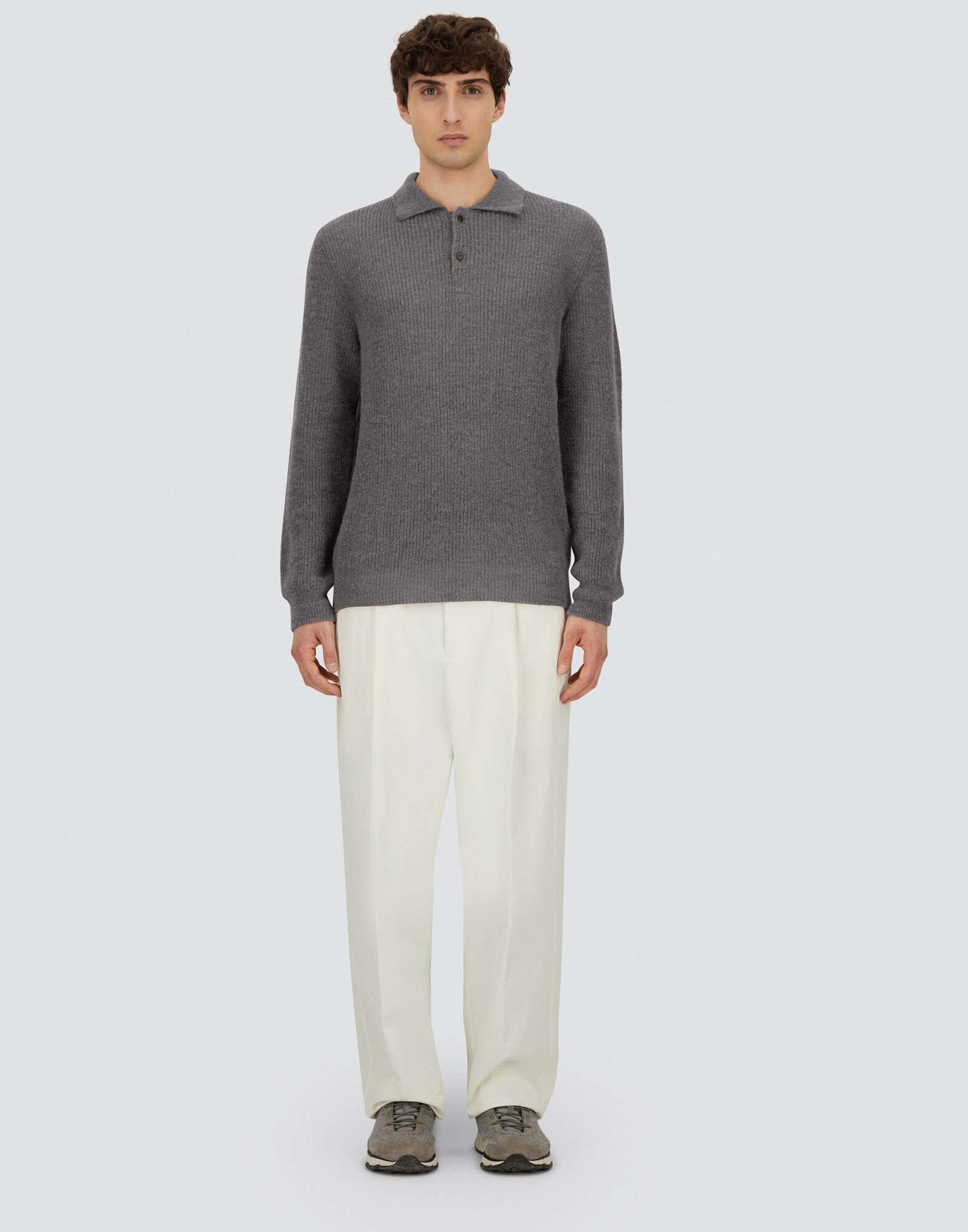 POLO SHIRT IN COB STITCH ALPACA WOOL