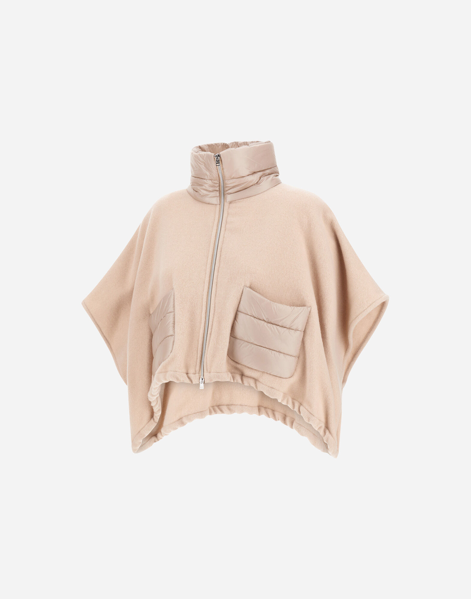 RESORT SHORT PONCHO IN WARMY CASHMERE WOOL & NYLON ULTRALIGHT