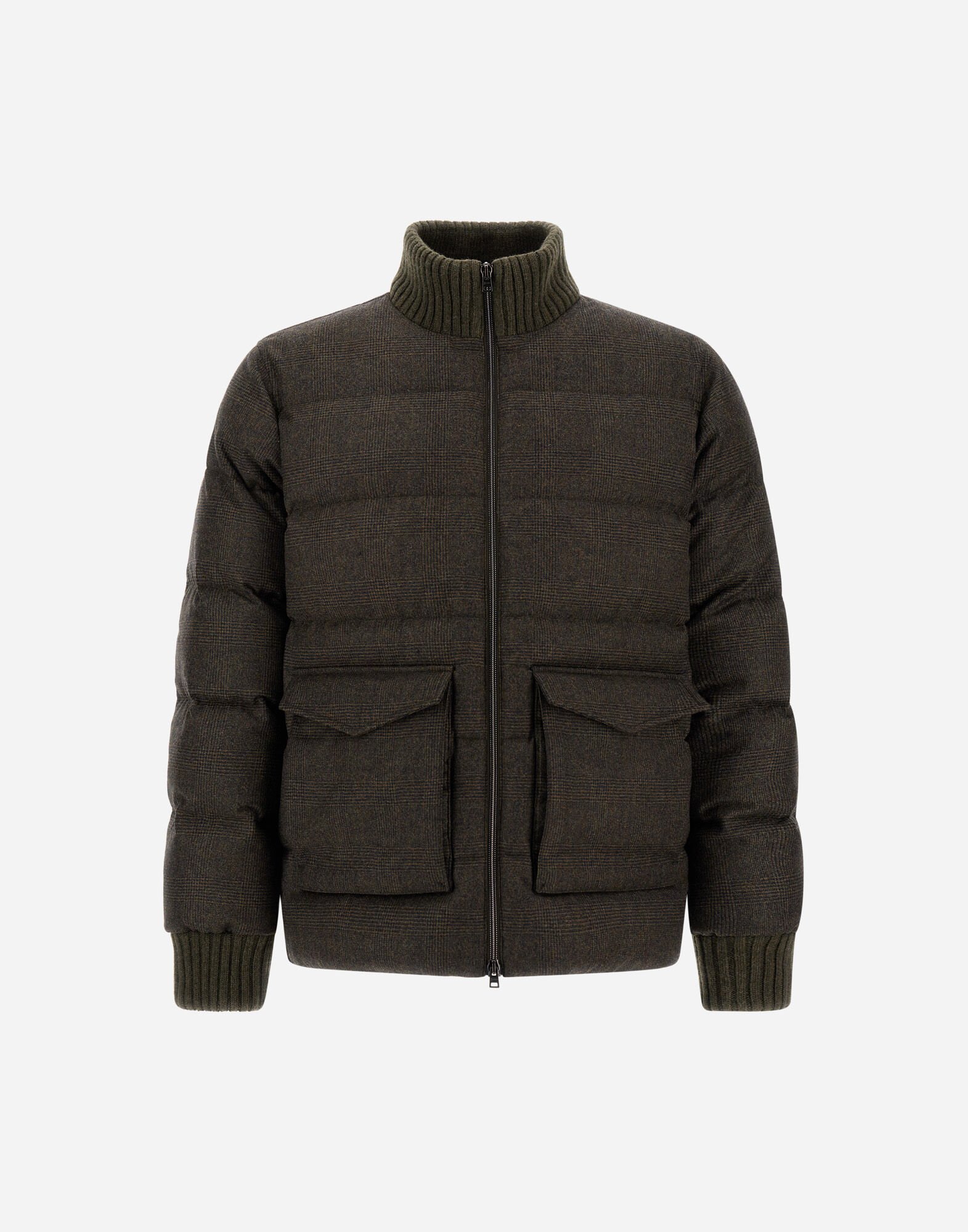 BOMBER IN GLEN CHECK WOOL AND CASHMERE