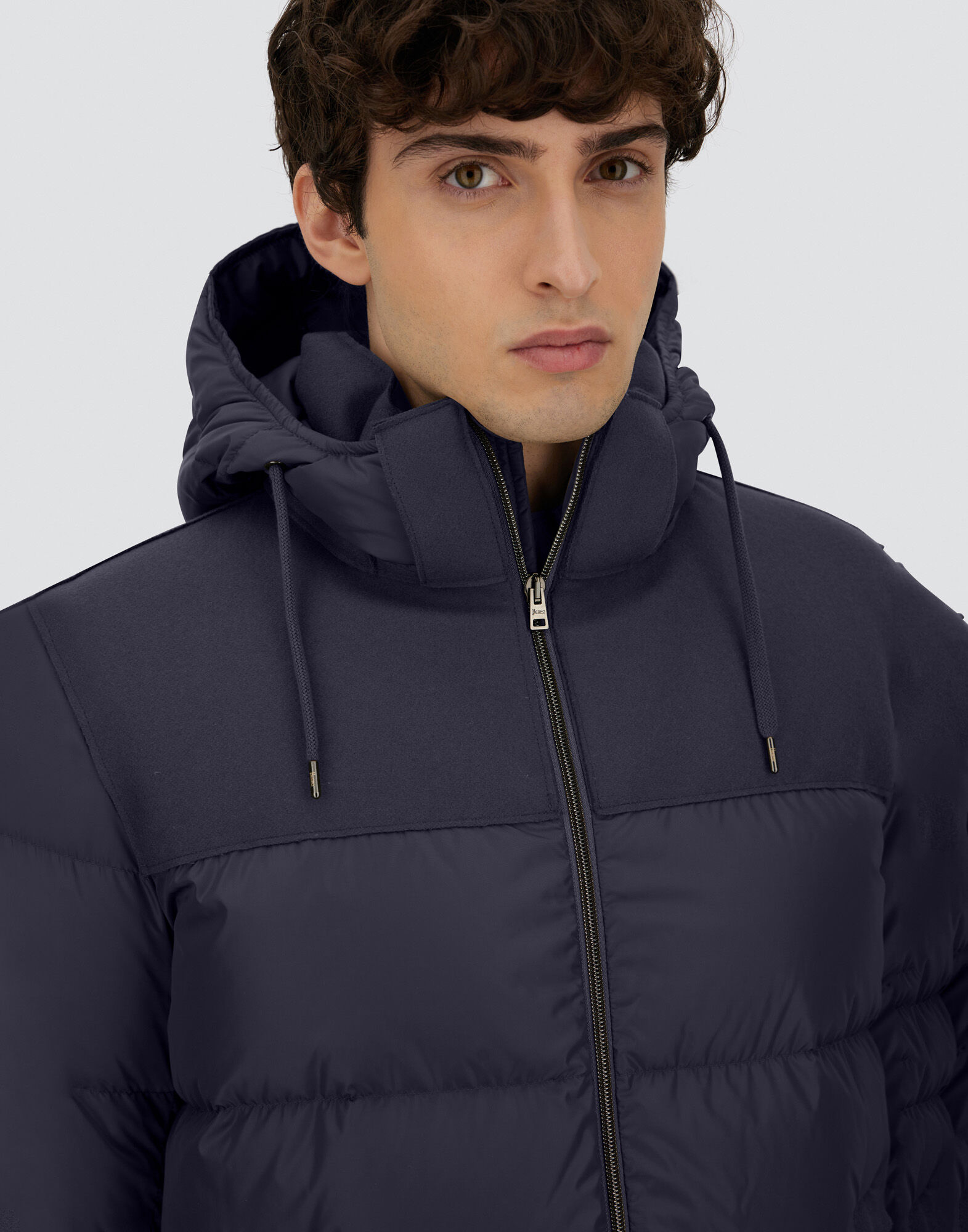 LONG JACKET IN NYLON CHAMONIX AND PURE WOOL CLOTH